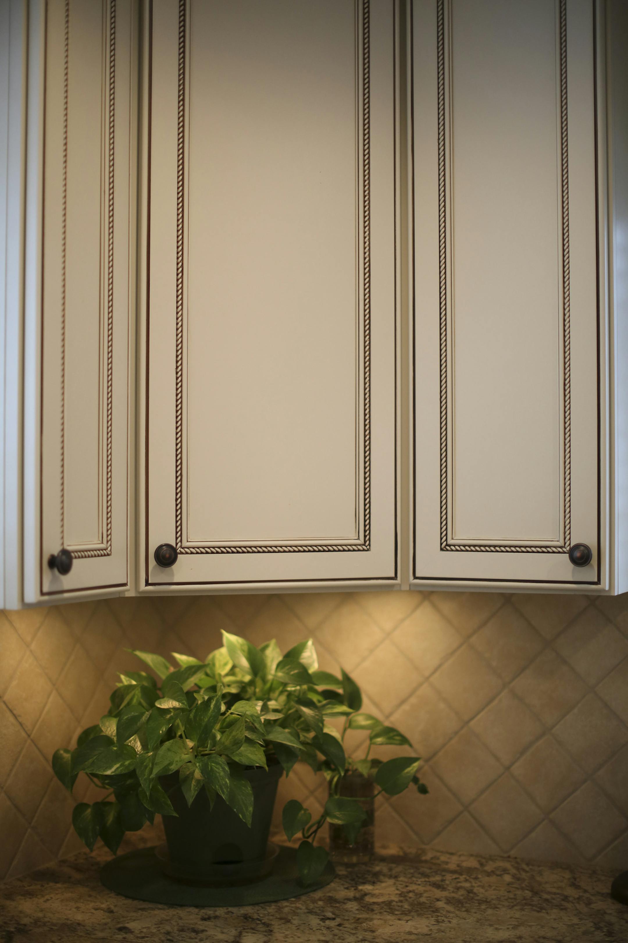 Pat and Gene Swiridow's 1970s rambler remodel and addition will be open for tours on the 2013 Remodelers Showcase, March 22-24. Their kitchen and hearth room addition were photographed Monday afternoon, March 11, 2013 in Eagan, Minn. The Swiridows and their contractor landed on a finish for the cupboard doors that highlighted the rope trim along the edge and added contrast. ] JEFF WHEELER ‚Ä¢ jeff.wheeler@startribune.com