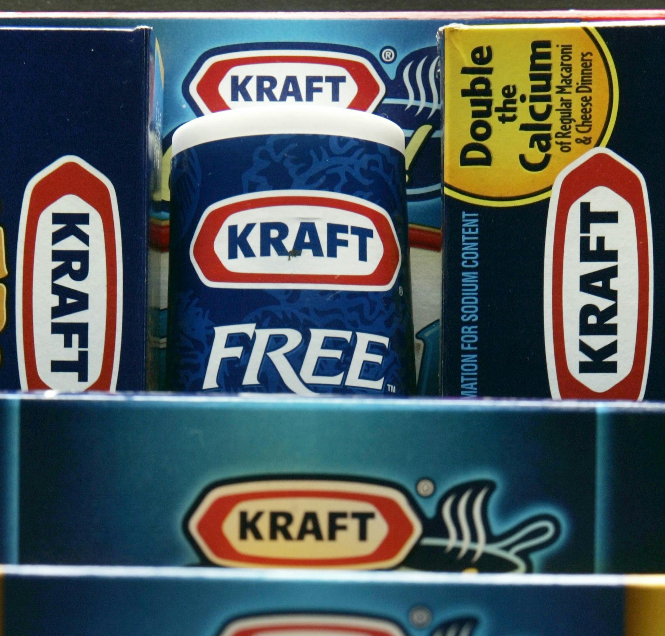 FILE - In this file photo taken July 24, 2006, a selection of Kraft food products is seen in Chicago. Kraft shareholders have approved the sale of the company to ketchup maker H.J. Heinz, creating one of the world's largest food companies with annual revenue of about $28 billion. (AP Photo/Charles Rex Arbogast, file) ORG XMIT: NY112