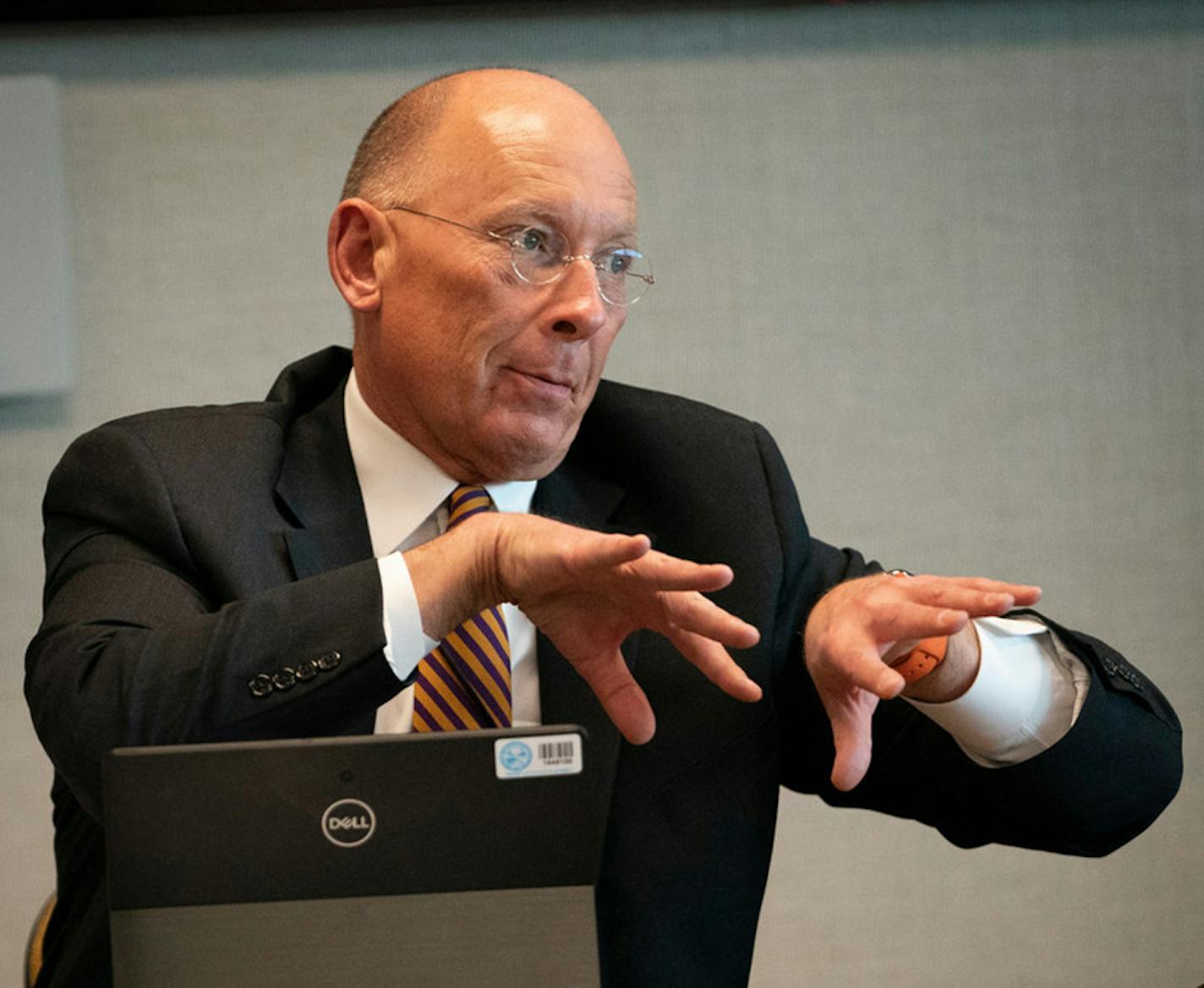 Minnesota Correction Commissioner Paul Schnell, shown at a March briefing about coronavirus preparations.