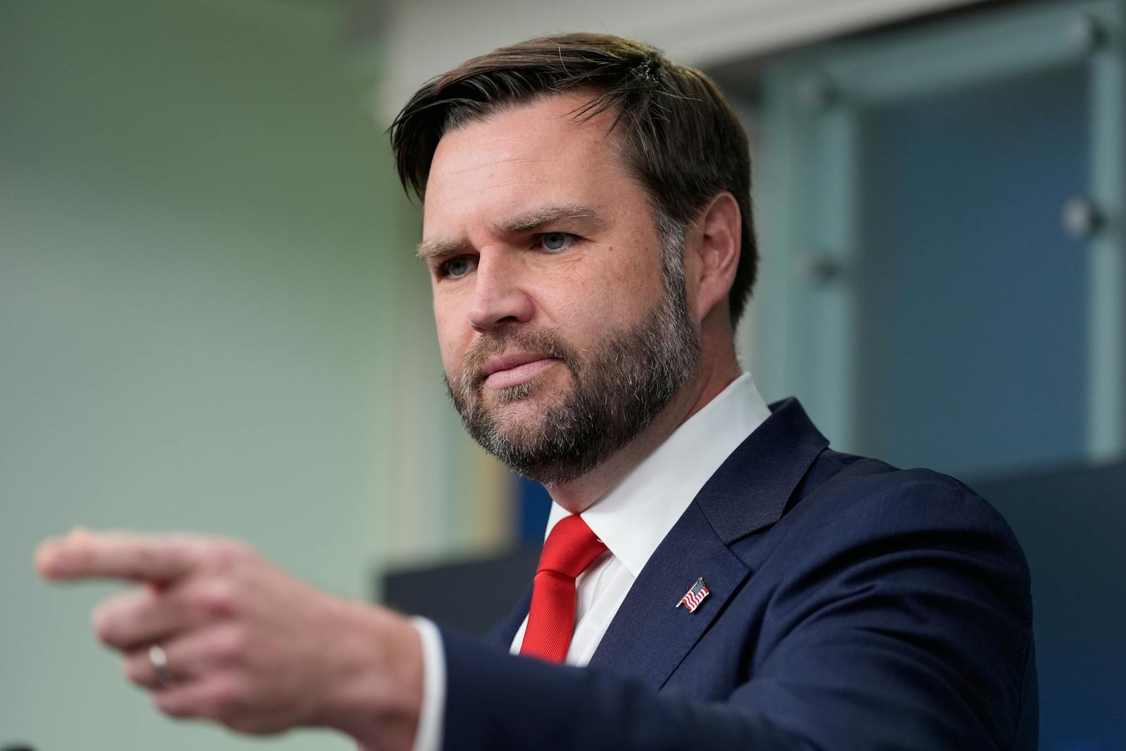 Vice President JD Vance speaks with reporters at the White House on Oct. 1, 2025, in Washington. 