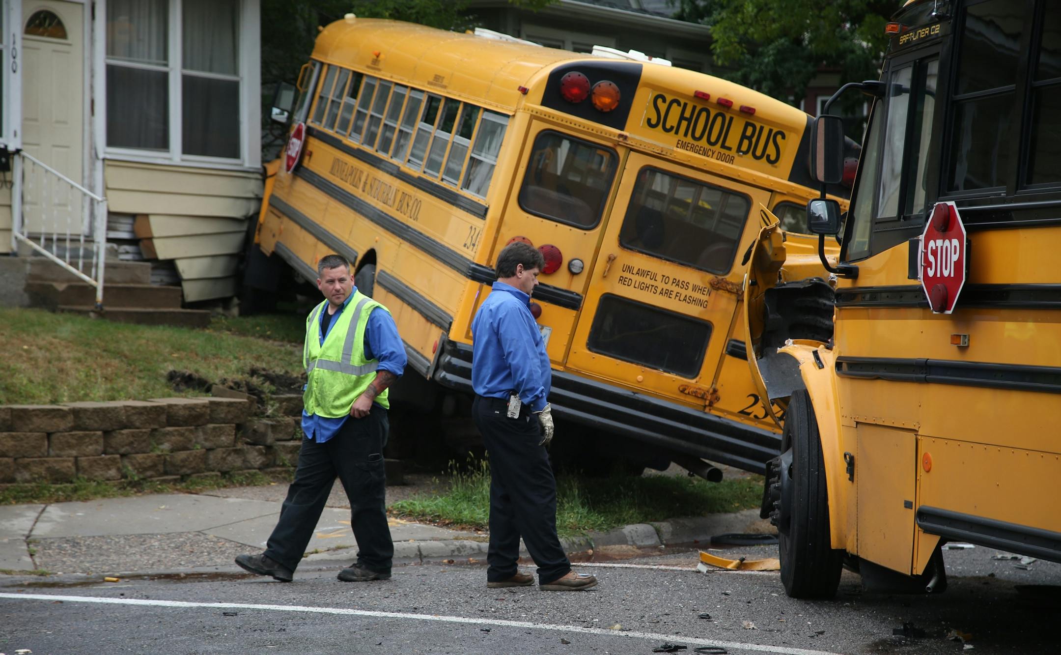 Officials looked over the bus accident.