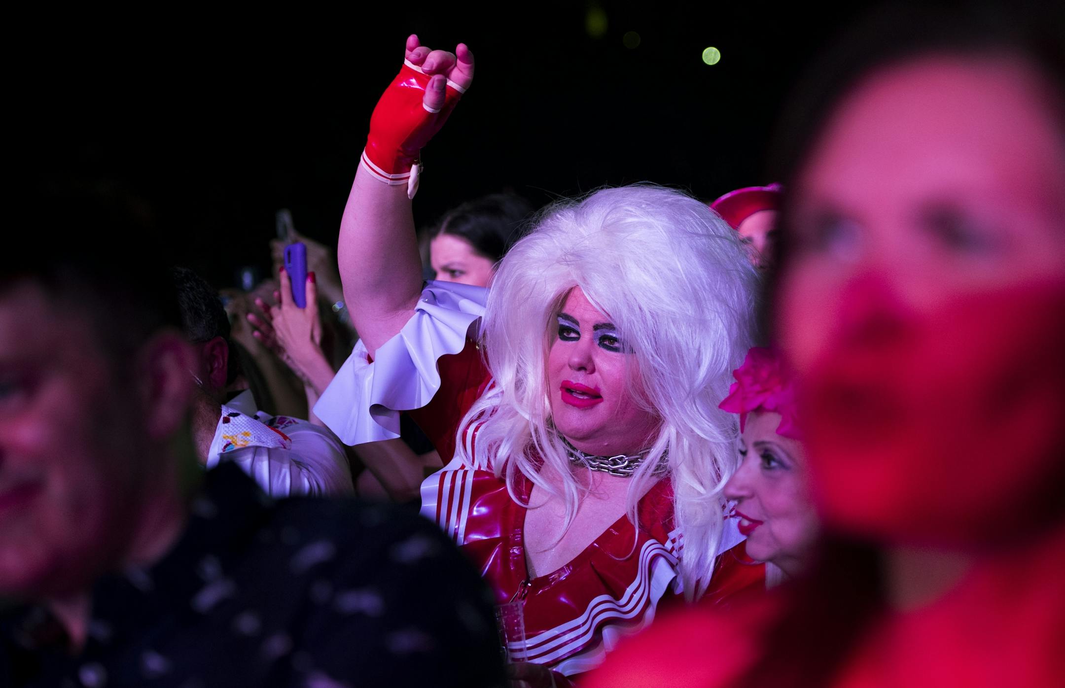 Tara St. John held her fist up as she bopped along while Duran Duran performed at the Xcel Energy Center on Saturday night.