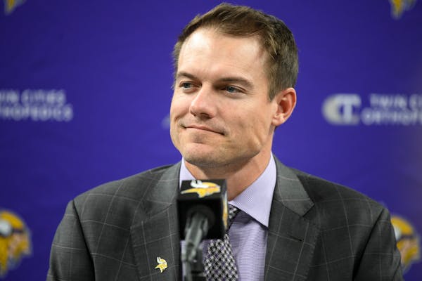 Vikings head coach Kevin O’Connell gave his first news conference Thursday.