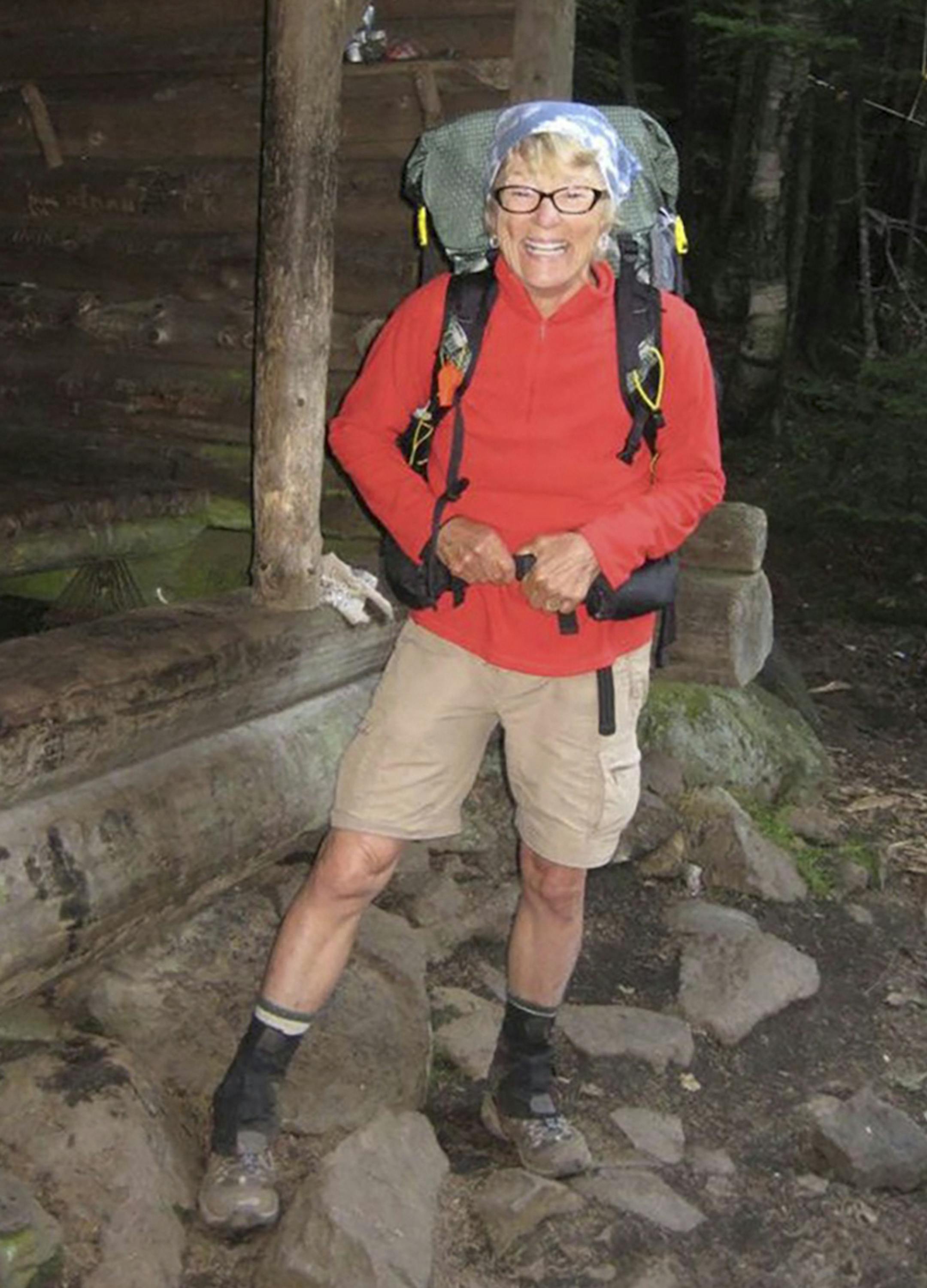 In an undated handout photo, the last known image of Geraldine Largay, who disappeared while hiking the Appalachian Trail in Maine in 2013. Largay’s remains where found two years after she vanished, in terrain so wild it is used for military training exercises. A 1,500-page case file released recently by the warden service suggests that she survived for nearly a month, longer than many thought possible. (Dottie Rust, via Maine Warden Service via The New York Times) -- NO SALES; FOR EDITOR