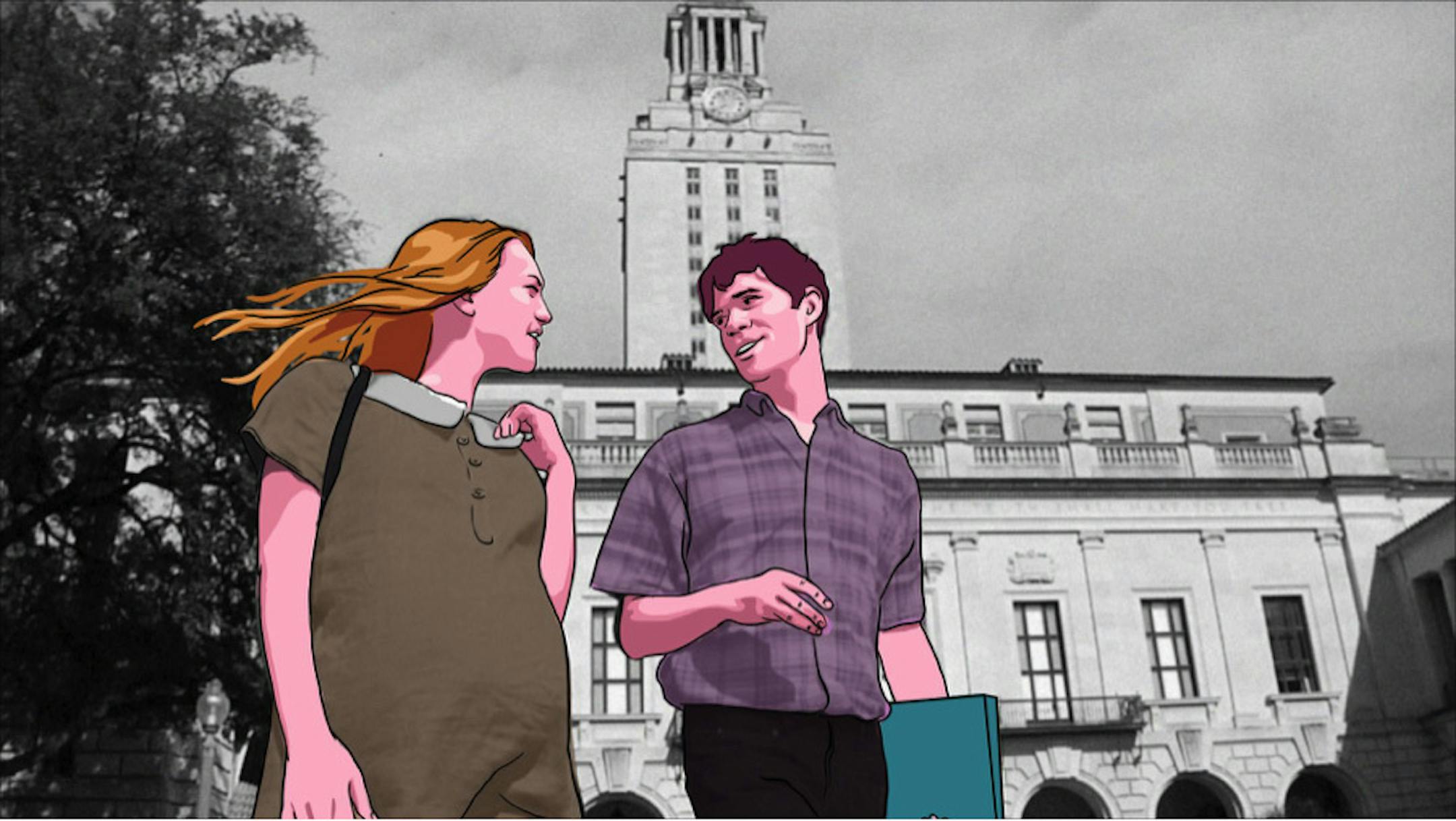 Claire Wilson and Tom Eckman moments before the first gunshot on "Tower."
credit: TOWER Documentary LLC