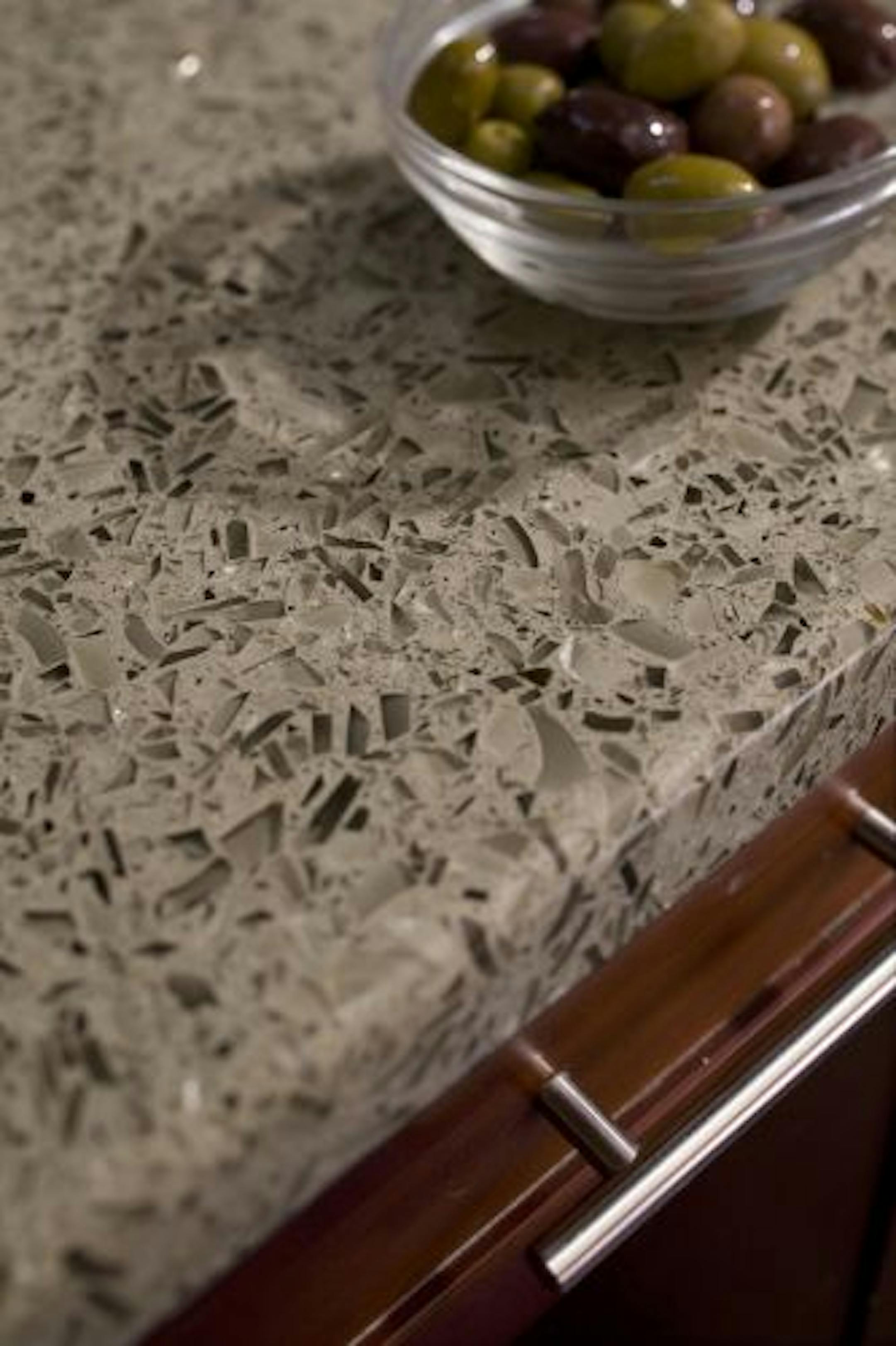 Look for more recycled content countertops such as Vetrazzo's Margarita Flint, which uses flint glass.