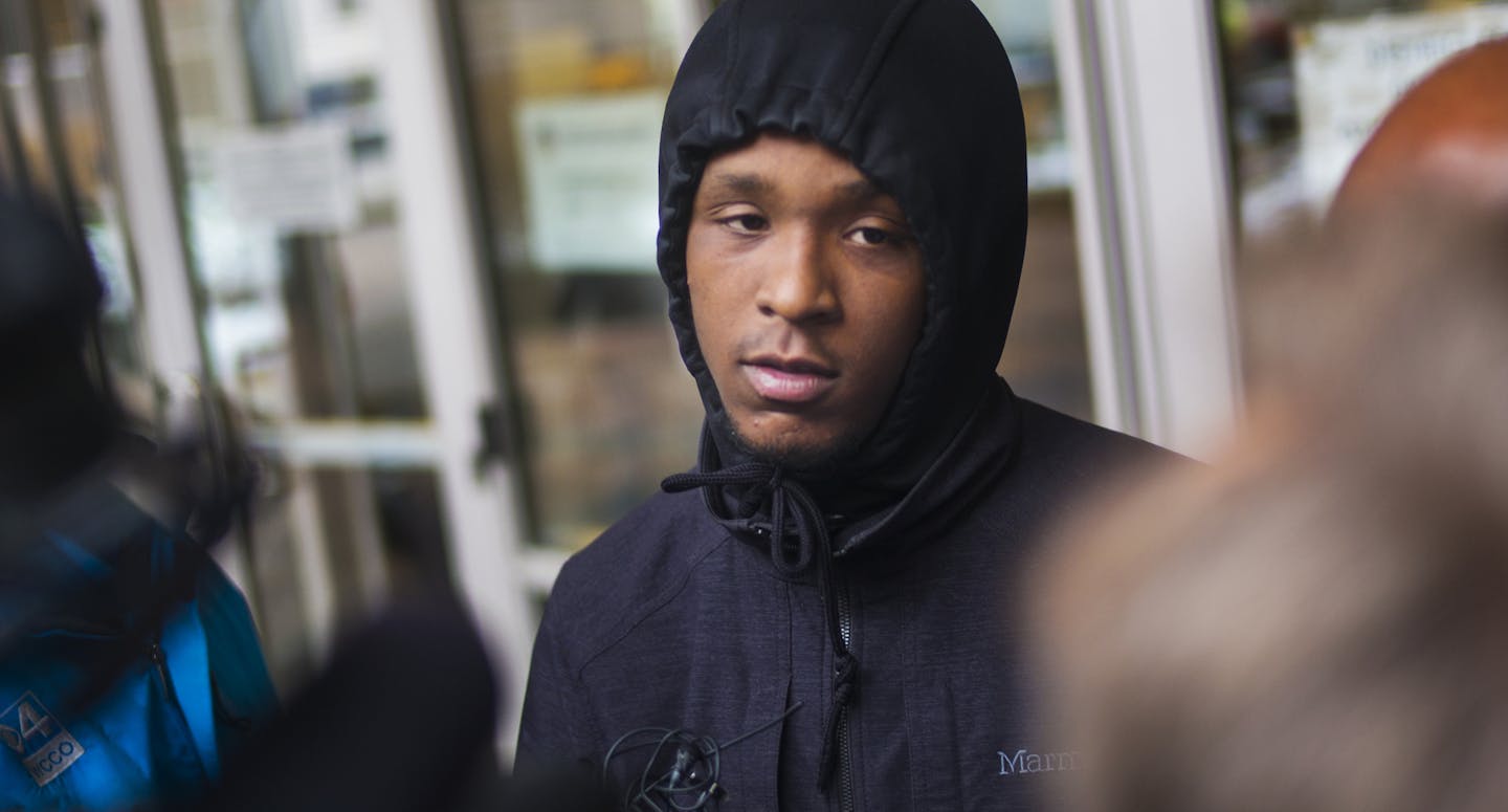 At the Hennepin County Public Safety facility, Wesley Martin, a victim who got shot in the leg by alleged shooter Allen Scarsella, discussed the appearance of the accused shooters at the 4th Precinct .]Richard Tsong-Taatarii/rtsong-taatarii@startribune.com