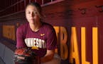 The Gophers’  Autumn Pease, above at Jane Sage Cowles Stadium earlier this month, was the losing pitcher as Minnesota fell to Indiana 5-3 in the Big