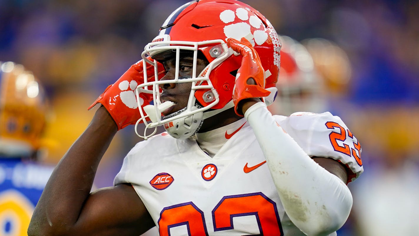 Clemson cornerback Andrew Booth Jr. (23) plays against Pittsburgh during an NCAA college football game, Saturday, Oct. 23, 2021, in Pittsburgh. (AP Photo/Keith Srakocic)