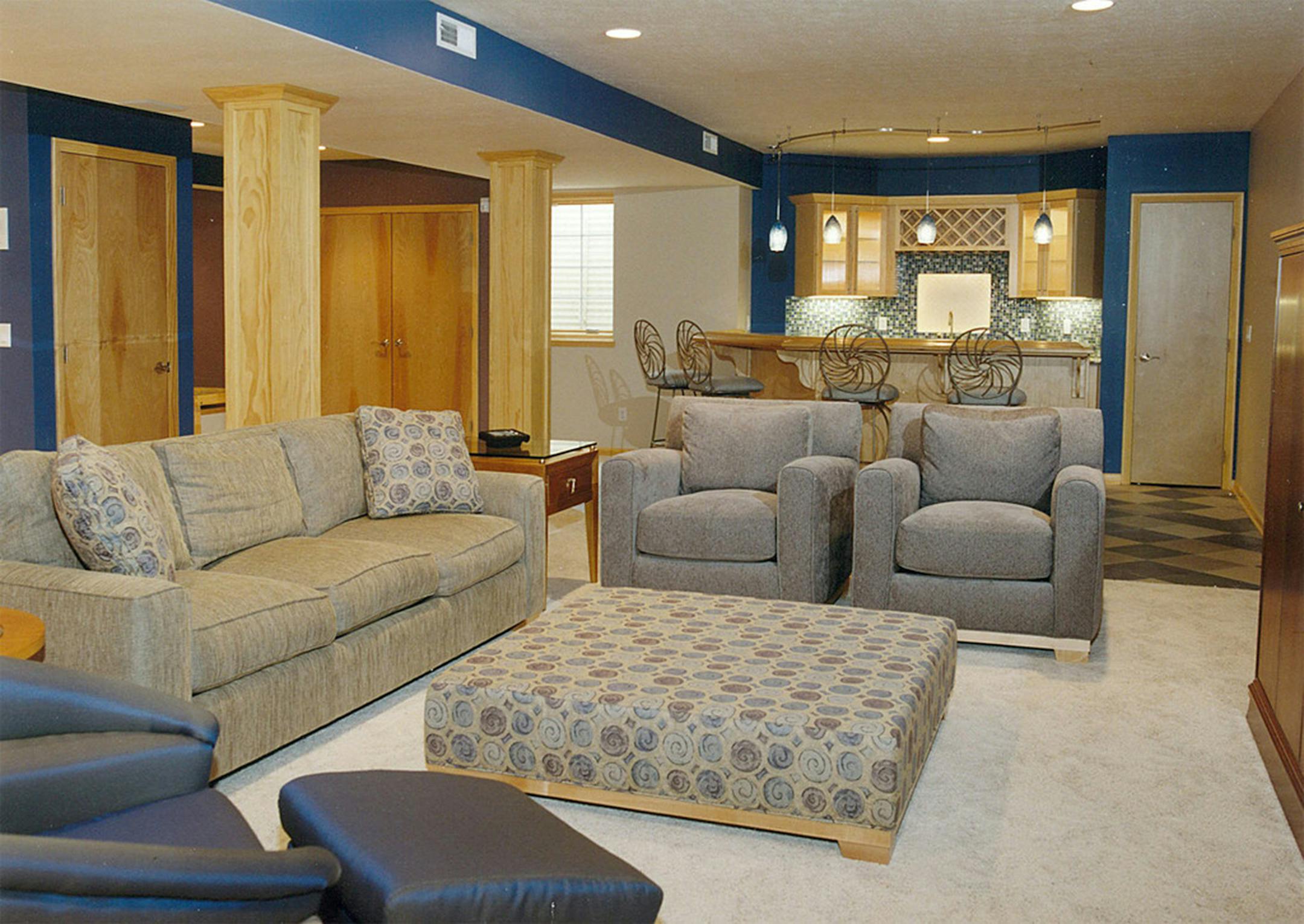 The right use of light, furniture, flooring and color can transform your basement. (Photo courtesy of Dover Home Remodelers) ORG XMIT: 1197316