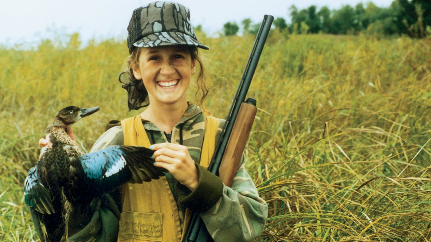 Melissa Bachman as a young duck hunter.