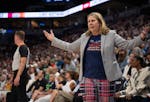 Lynx coach Cheryl Reeve gestures over a non-call Sunday night. Reeve will also coach the United States Olympic team this summer in Paris.