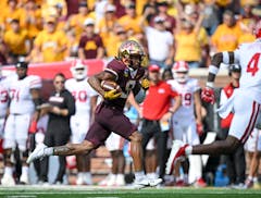 Daniel Jackson leads the Gophers in receiving yards (831) and receiving touchdowns (eight) this season.