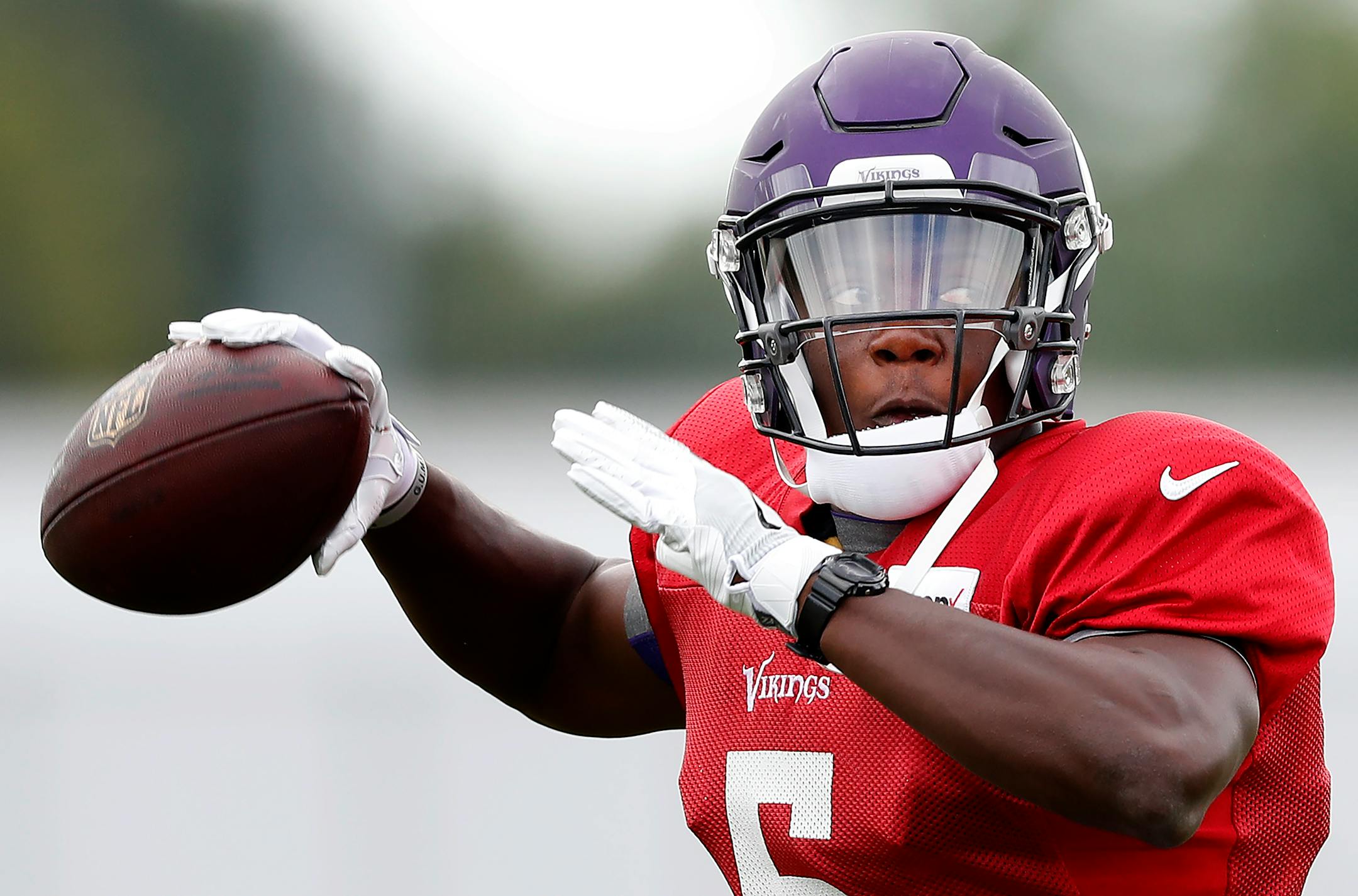 Vikings quarterback Teddy Bridgewater on passing under pressure: "It's all about playing in rhythm. As long as you're playing in rhythm, what's going on around you doesn't even matter. You hit that fifth step, the ball should be out. You hit that seventh step, the ball should be out. Having that clock in your head factors out the pass rush."