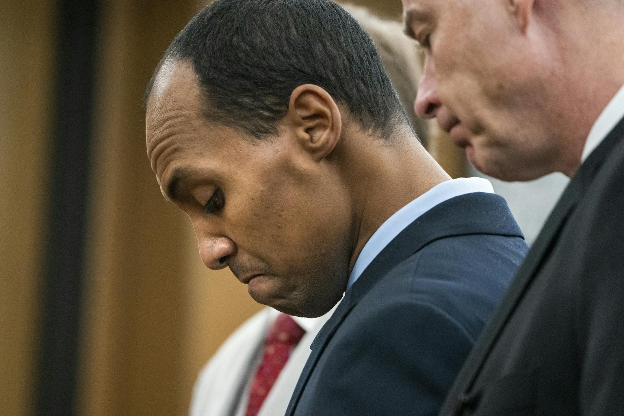Former Minneapolis police Officer Mohamed Noor reads a statement in Minneapolis, before being sentenced by Judge Kathryn Quaintance in the fatal shooting of Justine Ruszczyk Damond.