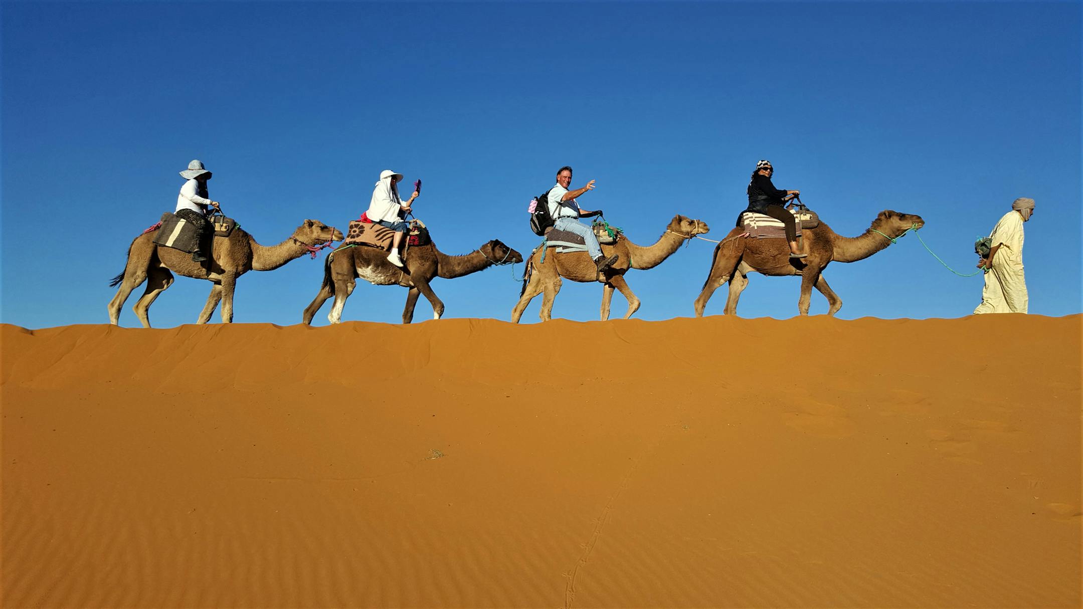 Darryl Tilden...Columbia Heights Mn.
Where were you when you took this photo? What does it show? I was in The Sahara Desert in Morocco out side of the town named Rissani
What equipment did you useóa phone or a particular camera? My camera was a Canon rebel T5-i
How did you get this shot? Did you employ any particular technique: did you get low or high to change the angle, or wait just for the right moment? I got low on the sand dune & was riding a camel also......
What struck you about this