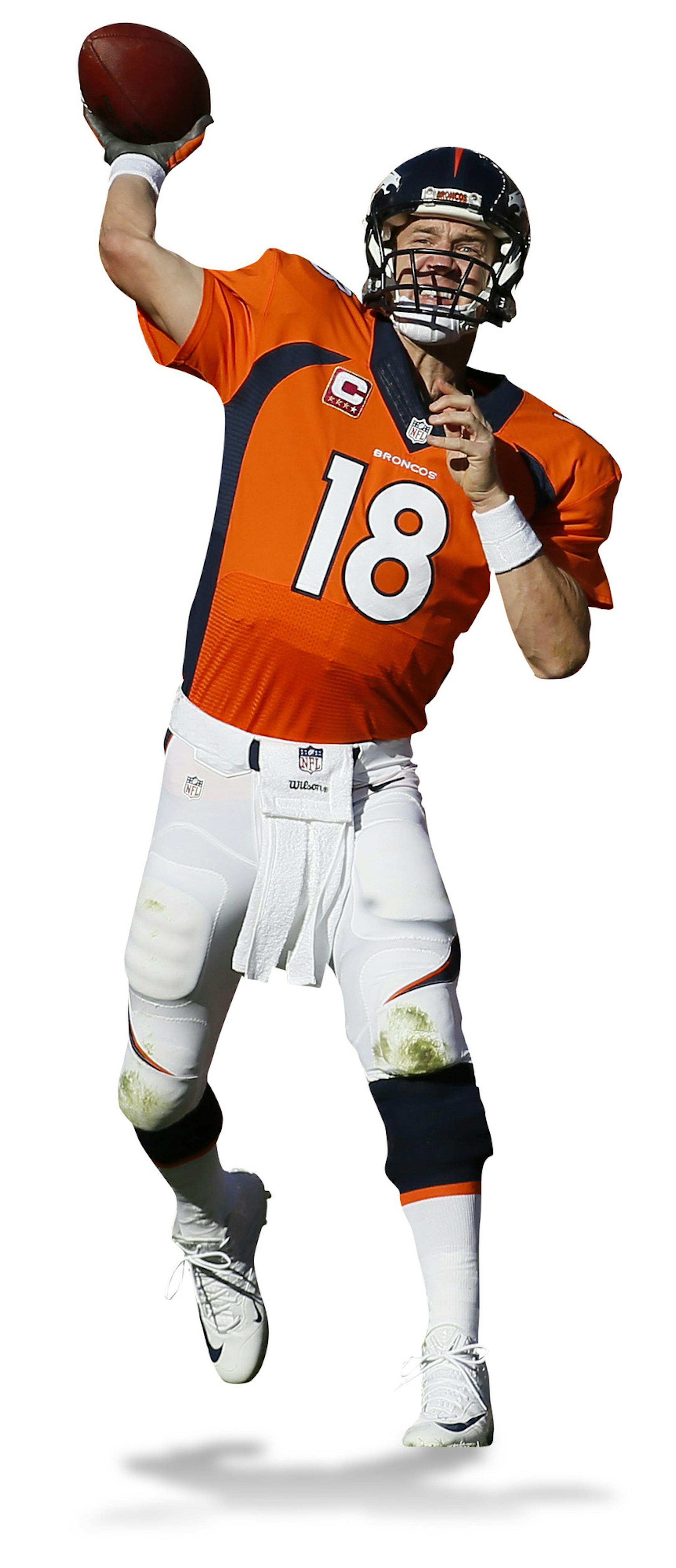 Denver Broncos quarterback Peyton Manning throws during an NFL football game between the Denver Broncos and the Arizona Cardinals, Sunday, Oct. 5, 2014, in Denver. (AP Photo/Jack Dempsey) ORG XMIT: OTK