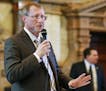 In this Feb. 26, 2015 file photo, Kansas Sen. Mitch Holmes, R-St. John, discusses a bill at the Kansas Statehouse in Topeka.
