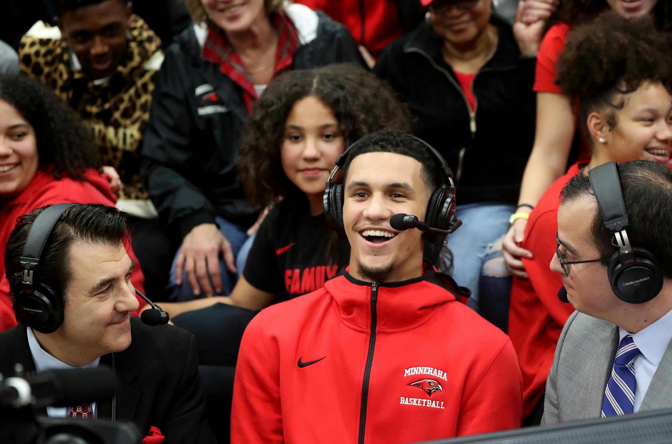 Jalen Suggs of Minnehaha Academy announced at halftime on ESPN TV that he is headed to Gonzaga University Friday, Jan. 3, 2020, at Minnehaha Academy in Minneapolis MN.