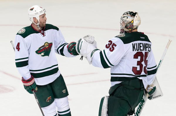 Coming off a shutout of Nashville, Darcy Kuemper, right, gets the start for the Wild on Tuesday against Ottawa.