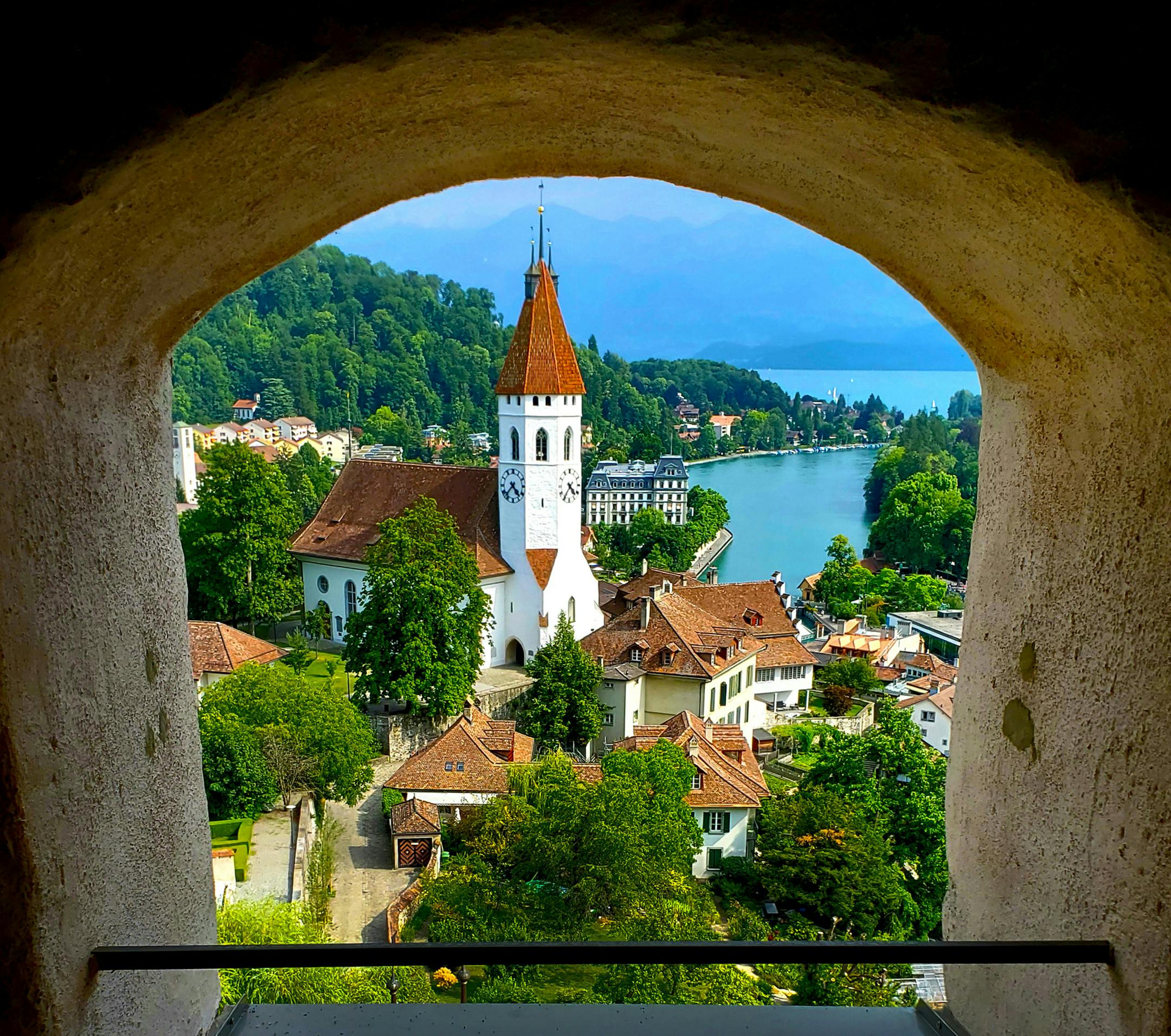 The medieval city of Thun on the shores of Interlaken is best photographed from the portal of the top landing of the 12th century castle that looms over the city.
(Tony DiBona/TNS) ORG XMIT: 1464080