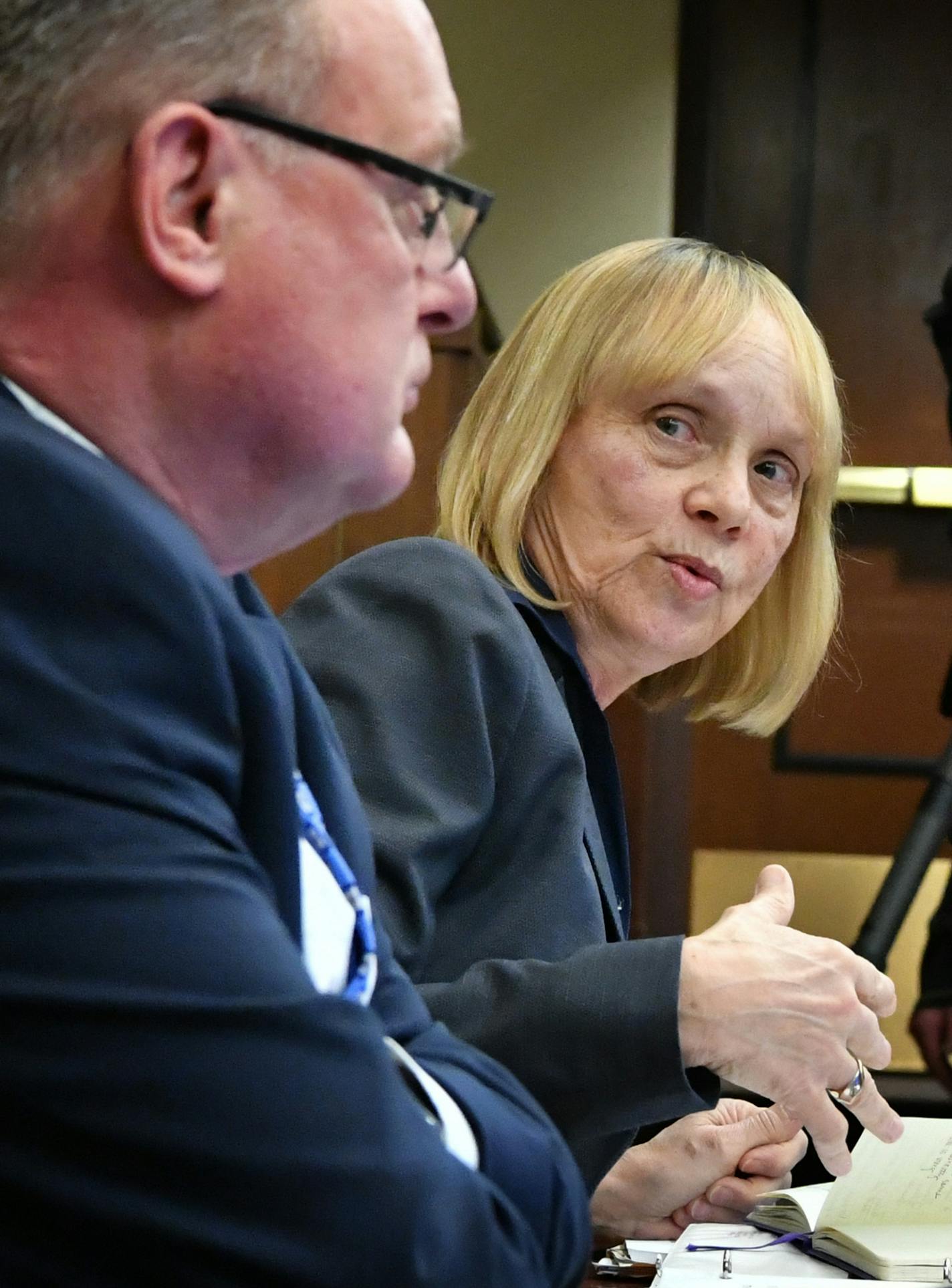 Ted Mondale and Michele Kelm-Helgen were grilled by legislators on Tuesday.