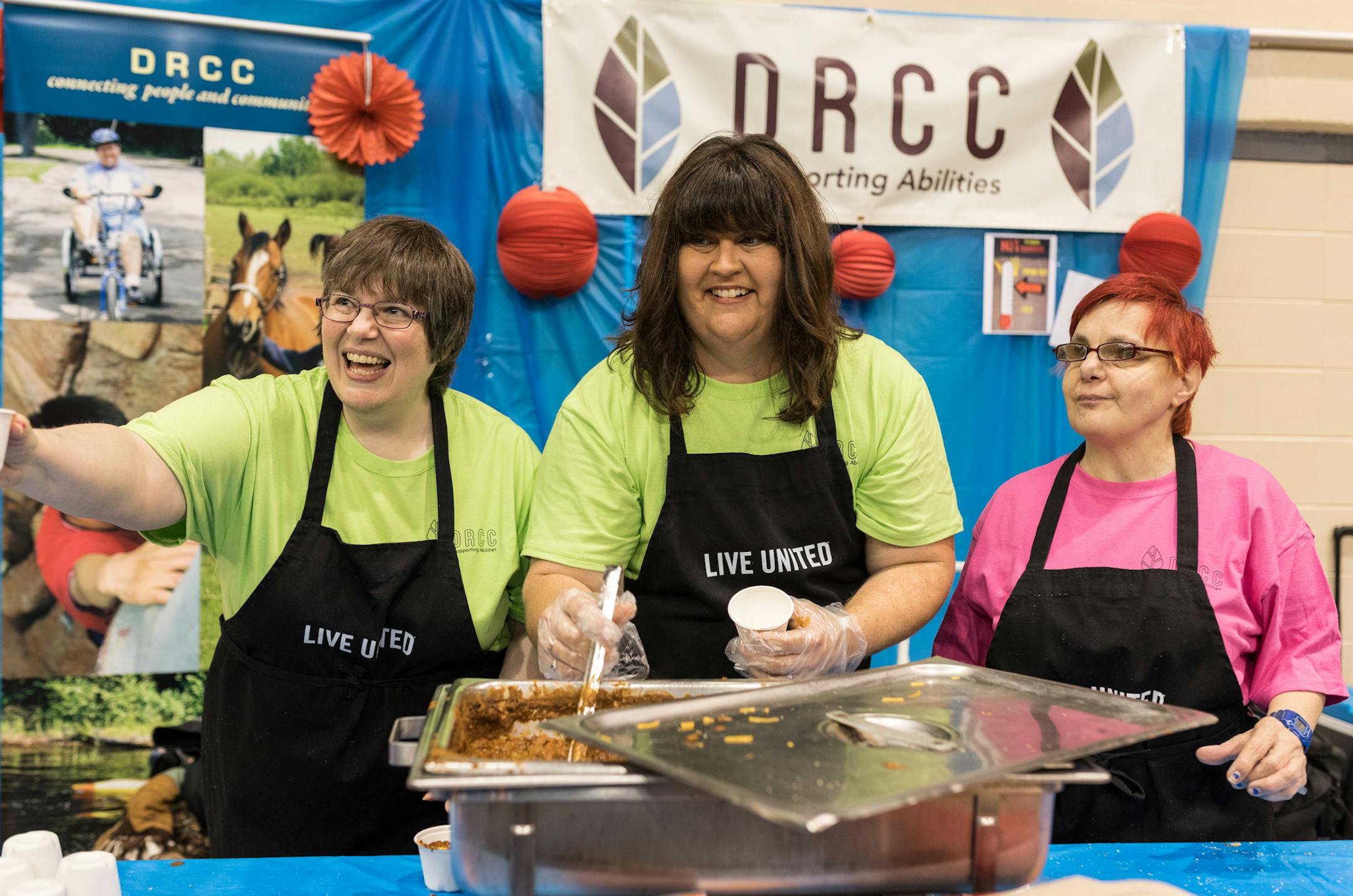 DRCC's Judy Bushnell (left), Annette Rot and Lori Dargatz participate in a United Way Chili Cookoff. (Provided photo)