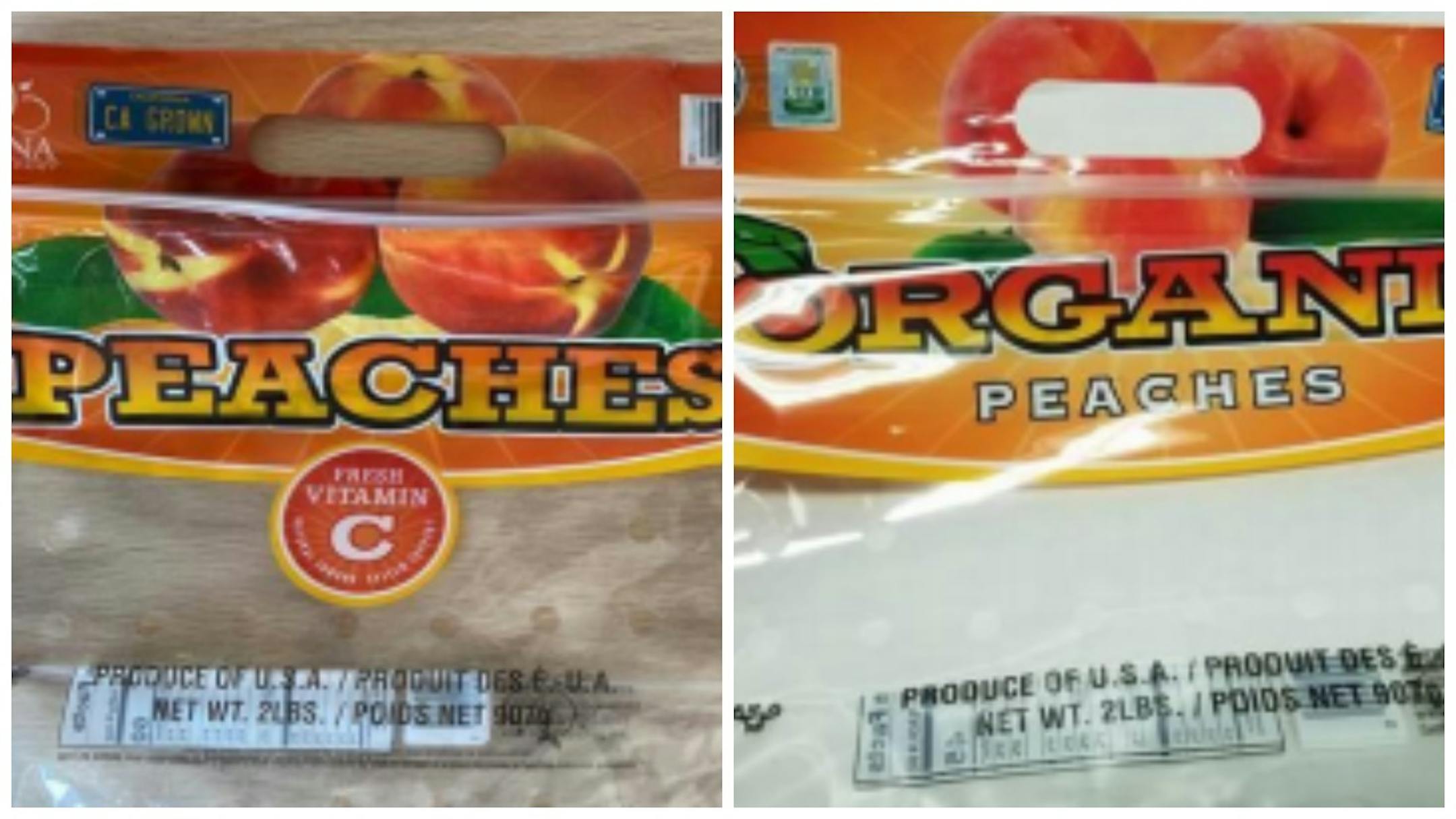 Packing for some of the peaches involved in the recall.