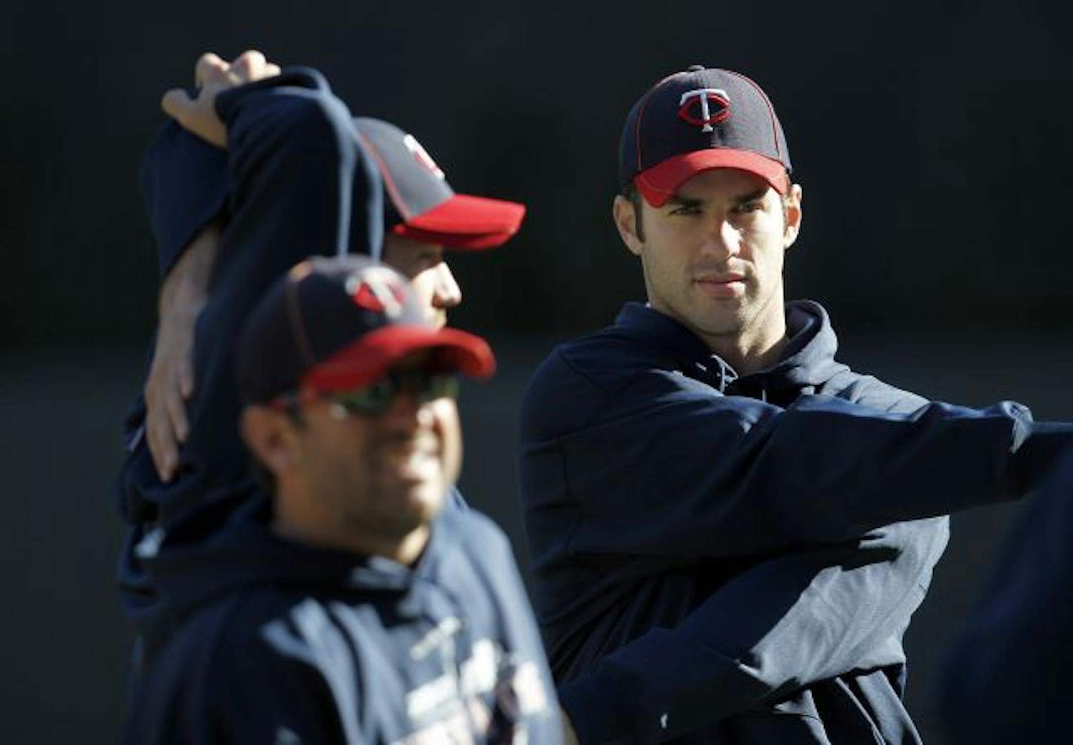 Joe Mauer's Tuesday workout included stretching muscles. This week, stretching limits is also suggested.