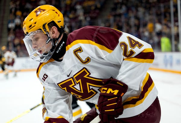 Jaxon Nelson, seen in a game earlier this season, scored the Gophers' only goal Saturday at Wisconsin.