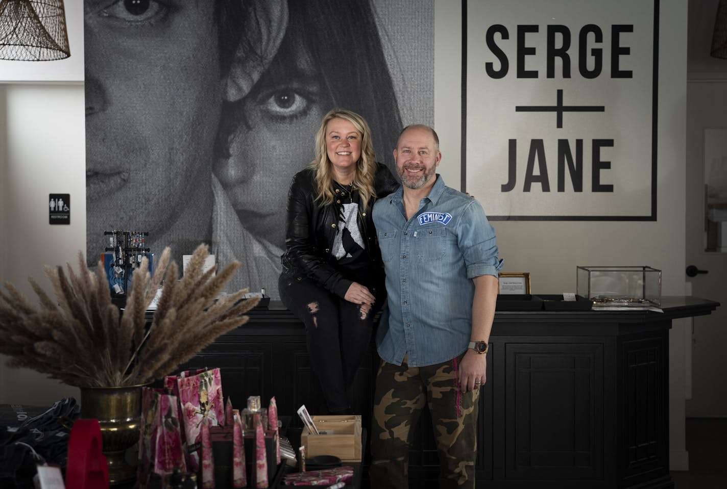 Jamie and Casey Carl sell their own style clothing, gifts and even some of their own vinyl at their new store Serge + Jane.