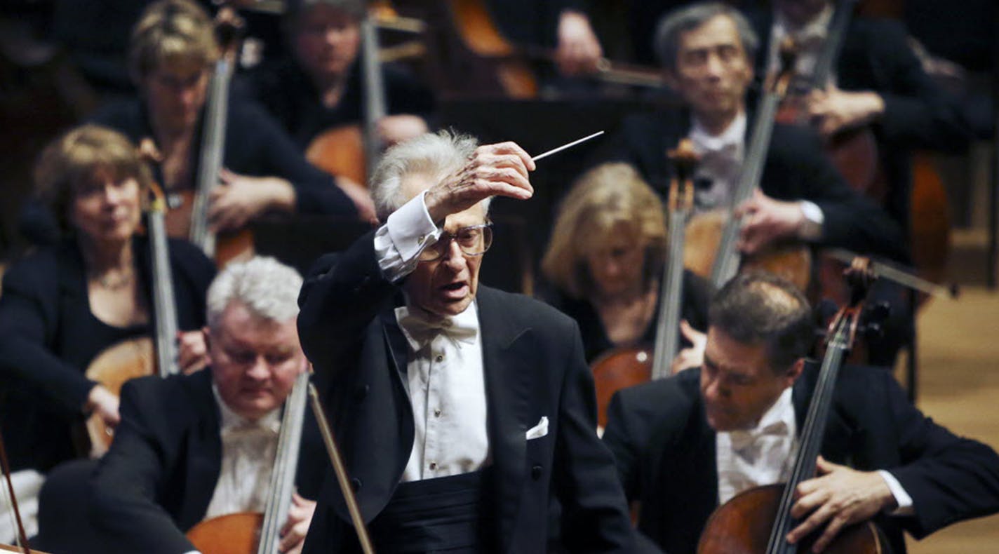 Conductor laureate Stanislaw Skrowaczewski on Friday led the first Minnesota Orchestra concert at Orchestra Hall in 20 months. ORG XMIT: MIN1402080007221216