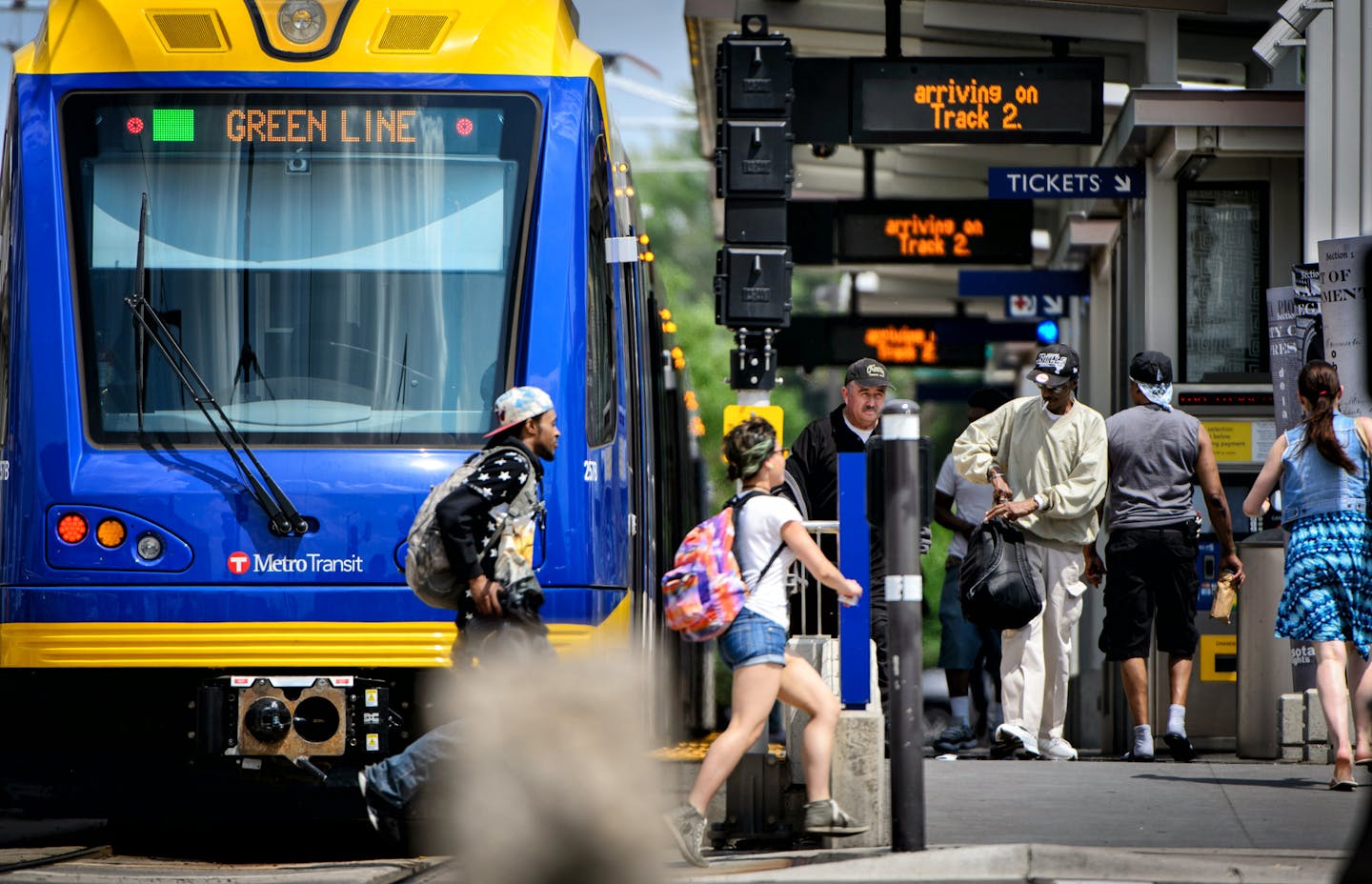 The Green Line runs from Target Field to near the new Saints' ballpark in St. Paul's Lowertown neighborhood.