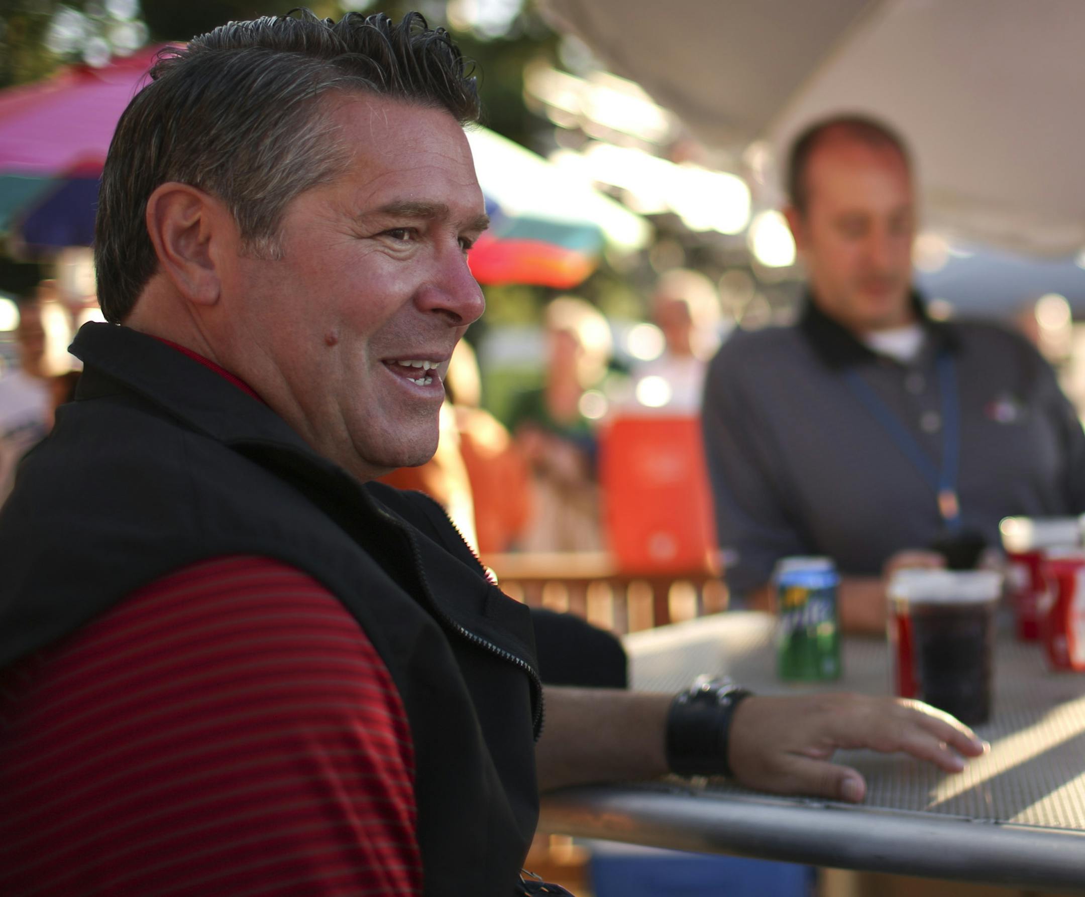 The Northwoods League held their 2013 All-Star Game Tuesday night, July 23, 2013 at Carson Park in Eau Claire, Wisconsin. Dick Radatz, Jr., President of the Northwoods League, watching the Home Run Derby with friends before the game. ] JEFF WHEELER ‚Ä¢ jeff.wheeler@startribune.com