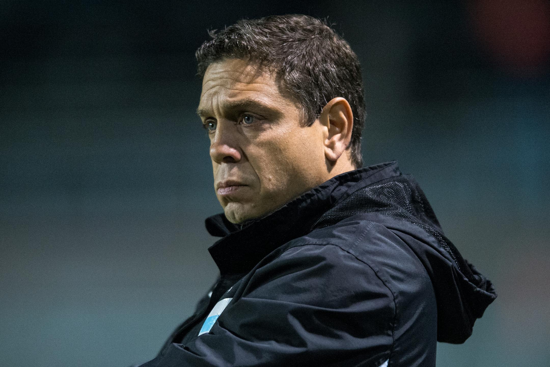 Minnesota United coach Manny Lagos looked on during the second half Saturday. ] (AARON LAVINSKY/STAR TRIBUNE) aaron.lavinsky@startribune.com Minnesota United played the San Antonio Scorpions on Saturday, Oct. 31, 2015 at the National Sports Center in Blaine, Minn.