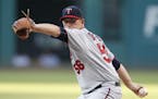 Minnesota Twins starting pitcher Tyler Duffey delivers against the Cleveland Indians during the first inning of a baseball game Wednesday, Aug. 3, 201