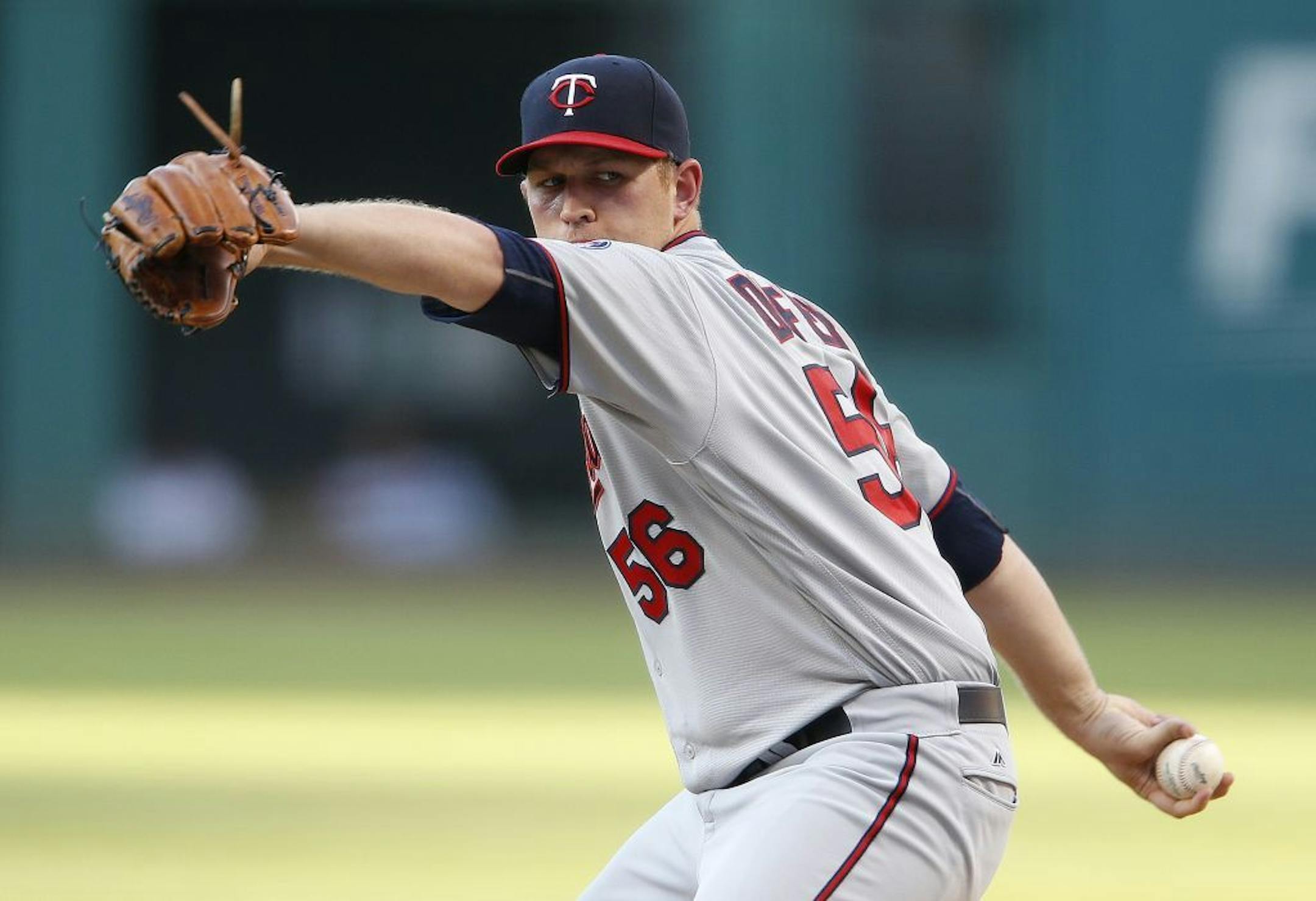 Minnesota Twins starting pitcher Tyler Duffey delivers against the Cleveland Indians during the first inning of a baseball game Wednesday, Aug. 3, 2016, in Cleveland.