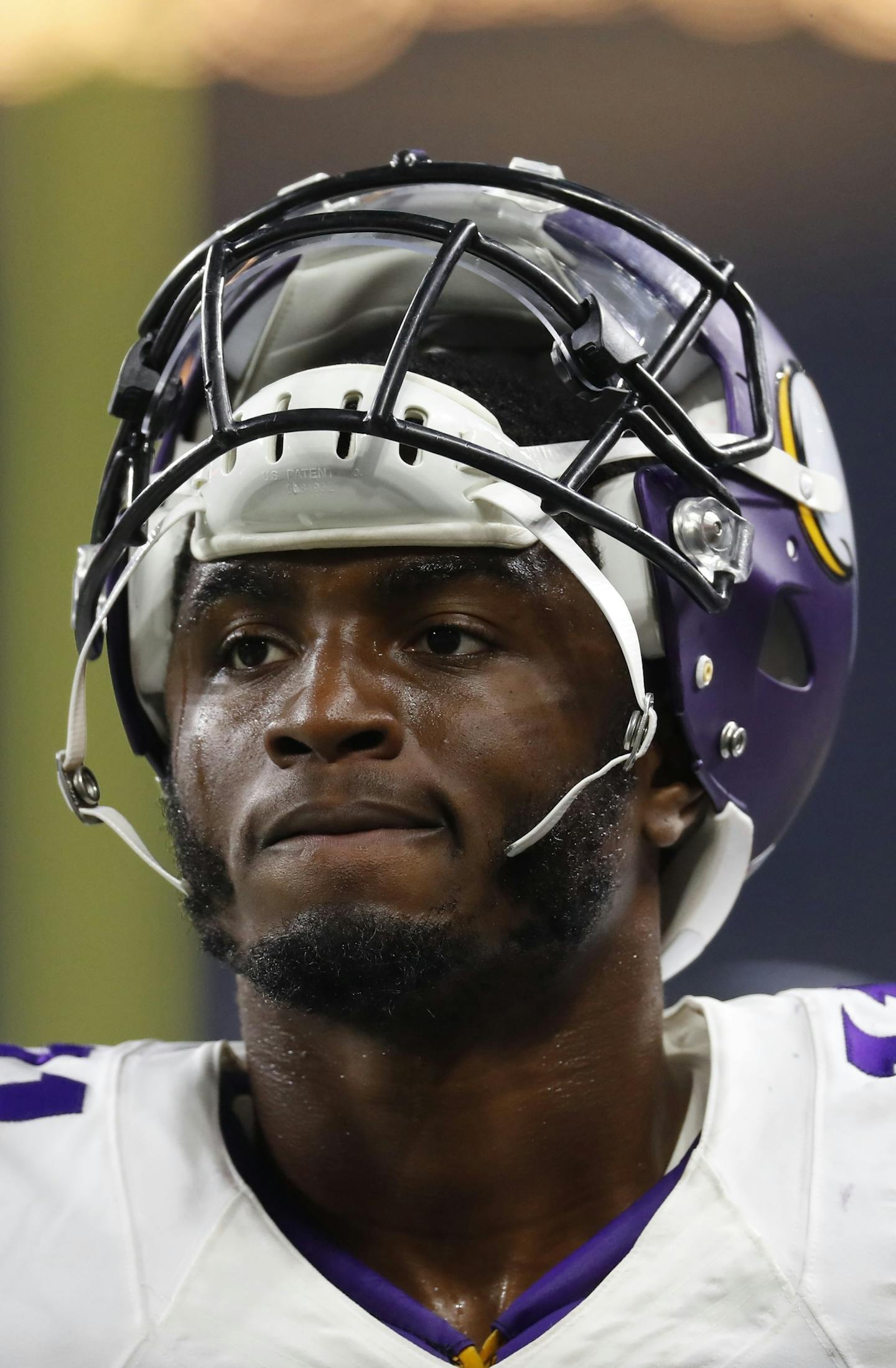 Minnesota Vikings wide receiver Laquon Treadwell is seen in the bench area during the second half of an NFL football game against the Detroit Lions, Thursday, Nov. 24, 2016 in Detroit. (AP Photo/Paul Sancya) ORG XMIT: MIN2016112822081083 ORG XMIT: MIN1701201951563213