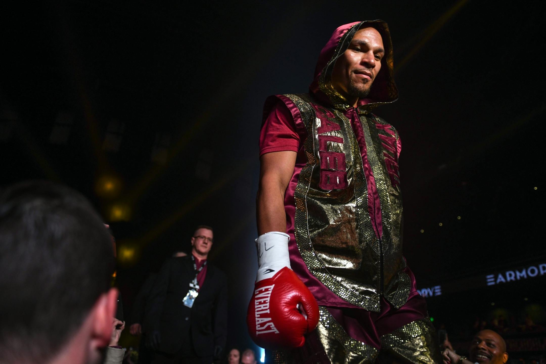Minneapolis fighter Caleb Truax walked on the catwalk to get to the ring before his fight against Peter Quillin.