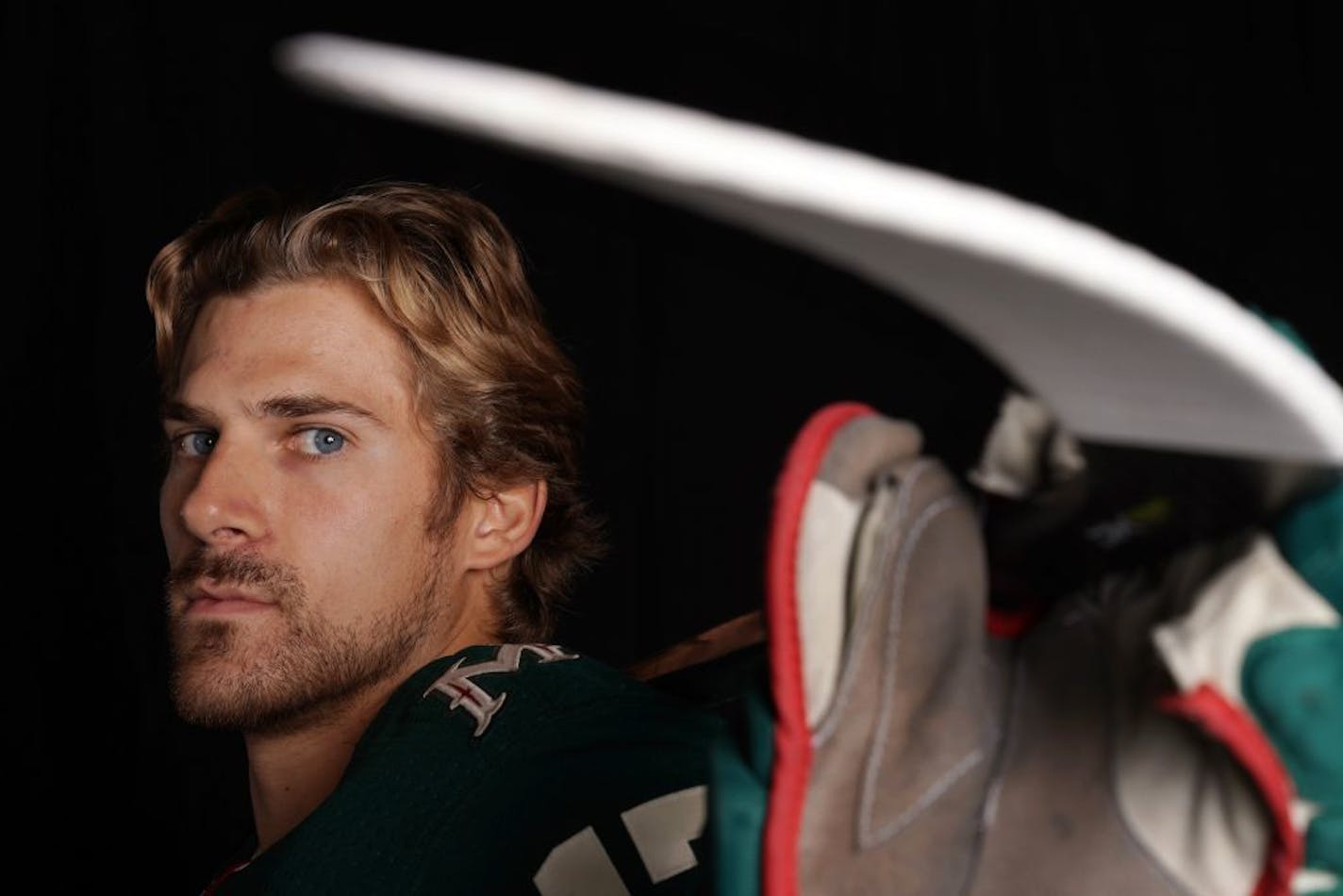 Minnesota Wild left wing Marcus Foligno (17) struck a photo day pose.