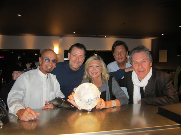 Twin Cities musicians reunite with Olivia Newton-John in 2012. From left, Robyn Lee, Dale Strength, Newton-John, Bob Strength and Gregg Inhofer