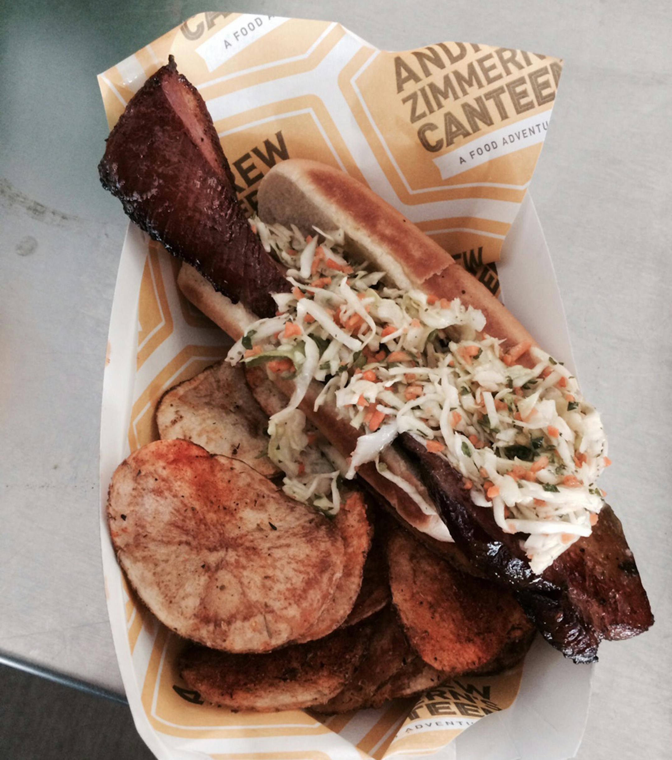 Rick Nelson, Star Tribune Pork Belly Sandwich at AZ Canteen at Target Field.