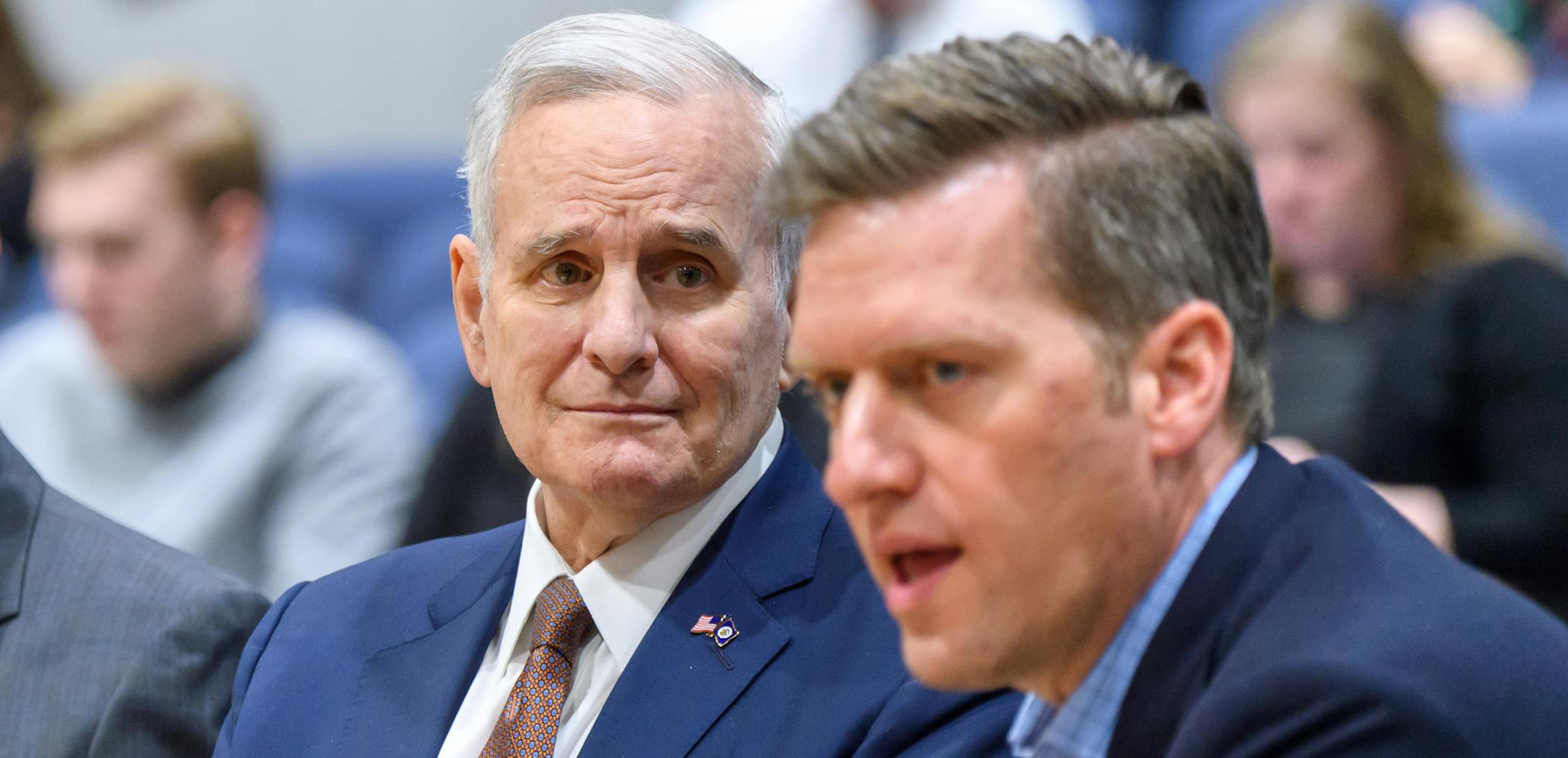 Senate Majority Leader Paul Gazelka, Governor Mark Dayton and House Speaker Kurt Daudt at the pre-session preview. ] GLEN STUBBE • glen.stubbe@startribune.com Tuesday, February 13, 2018 Senate Minority Leader Tom Bakk, Senate Majority Leader Paul Gazelka, Governor Mark Dayton, House Speaker Kurt Daudt and House Minority Leader Melissa Hortman all came together for a pre-session preview. The 2018 legislative session will both shape and be shaped by the forthcoming campaign, and a number of