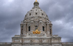 Heavy clouds hang overhead as the Minnesota Legislature heads into the final weekend of its 2025 session Friday, May 16, 2025 at the Minnesota State C