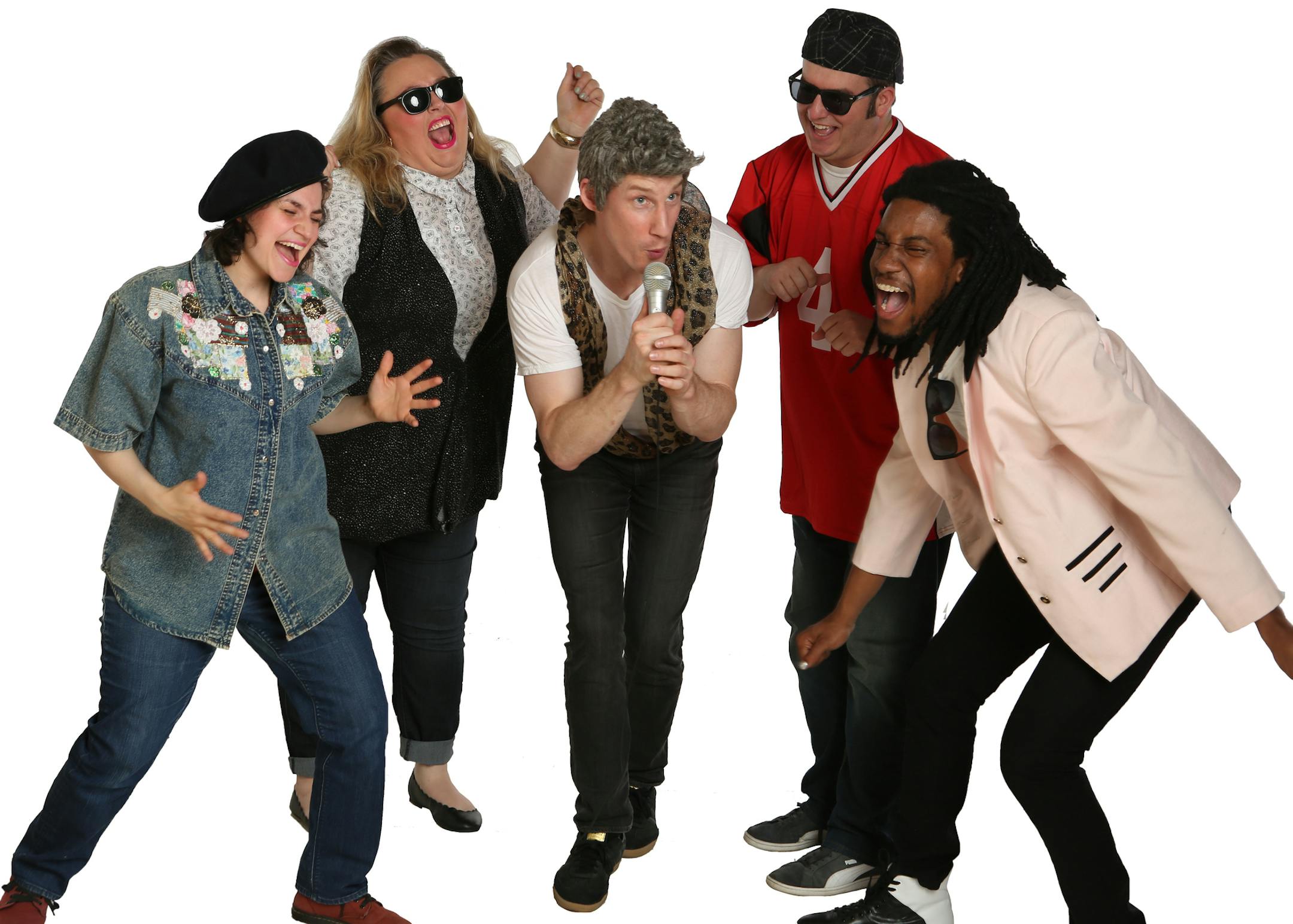 Taj Ruler, Lauren Anderson, Tom Reed, Ryan Nelson and Denzel Belin in Brave New Workshop's "Ferris Mueller's Day Off." (photo by Dani Werner)