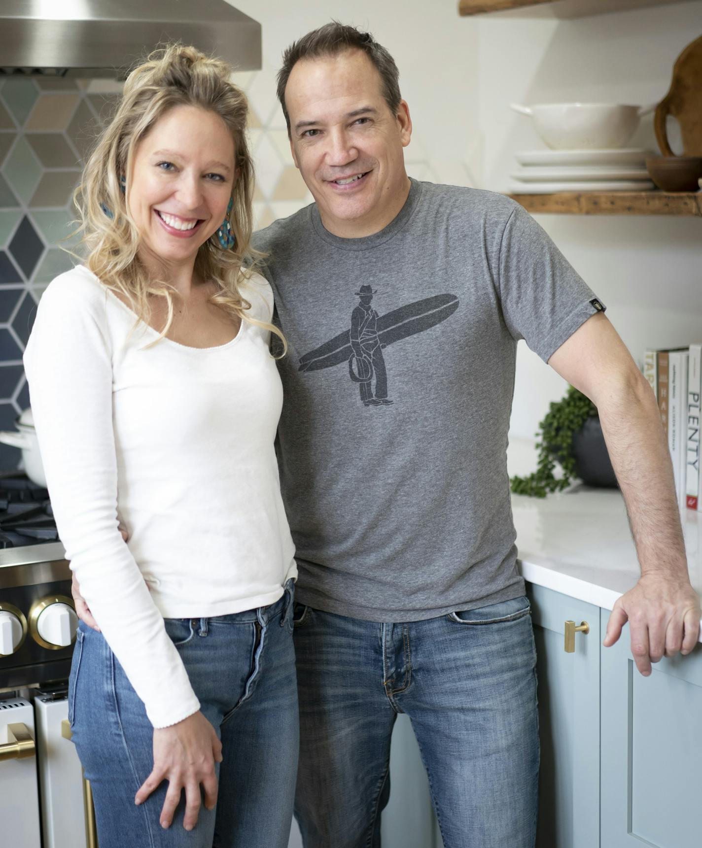 Food blogger Amanda Paa of Heartbeet Kitchen and her spouse Brian Cheney (they asked to be called spouses not husband/wife) in their new kitchen renovation in Hudson, Wis., on Monday, March 9, 2020. ] RENEE JONES SCHNEIDER &#x2022; renee.jones@startribune.com