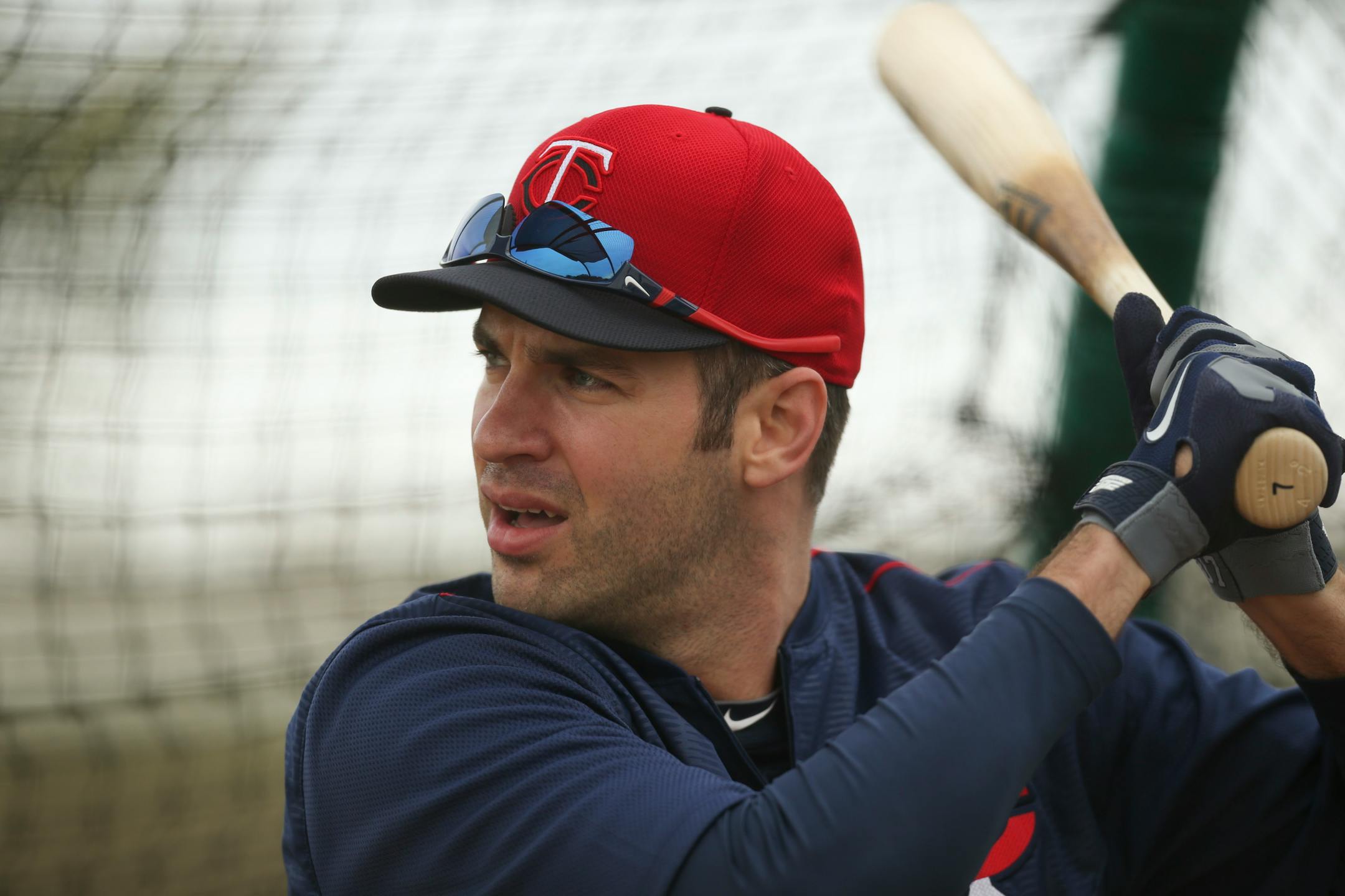 Twins first baseman Joe Mauer took batting practice Friday morning at Hammond Stadium.