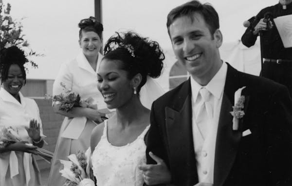 Bride Harris Faulkner and groom Tony Berlin. Background, from left: Miriam Sutton and Heather Filkins.