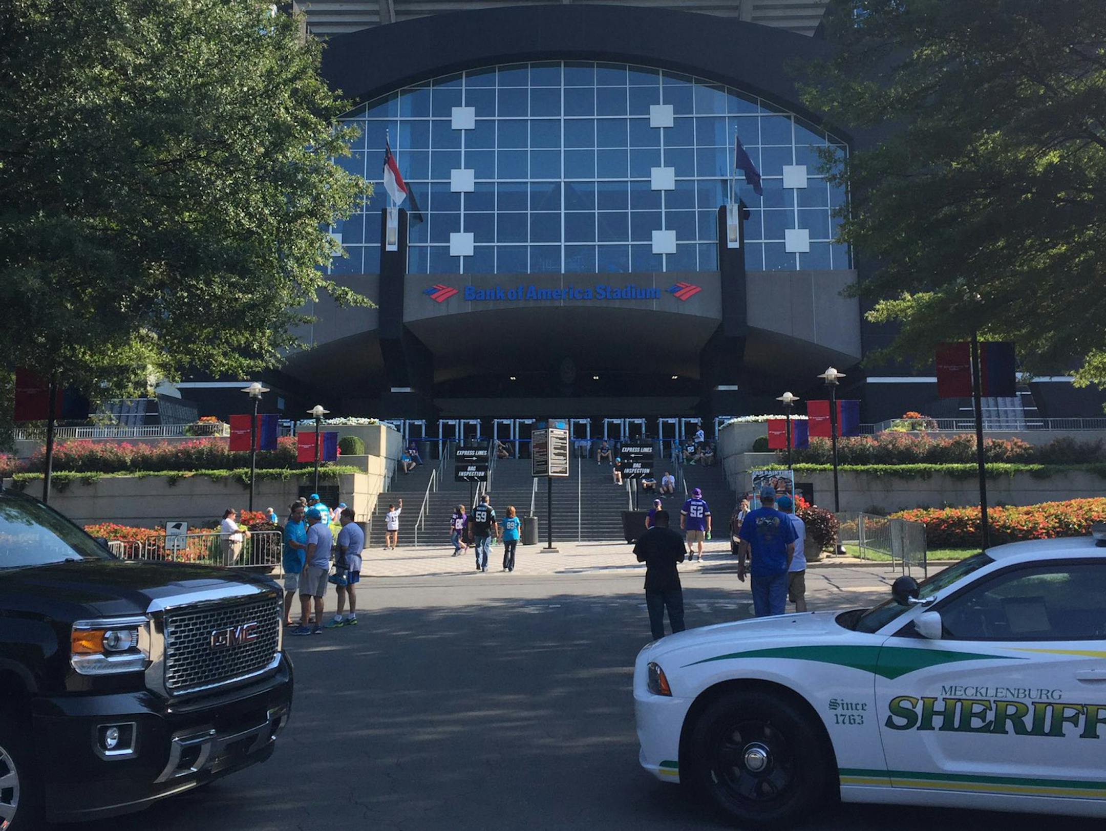 Bank of America Stadium in Charlotte, North Carolina is quiet before a Carolina Panthers-Minnesota Vikings football game on Sunday, September 25, 2016.