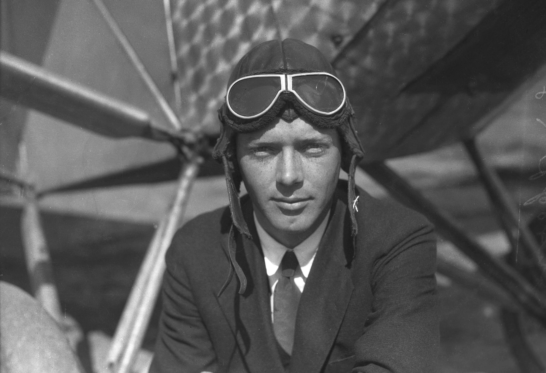 Charles A. Lindbergh is pictured weeks before he made the first-ever nonstop solo airplane flight across the Atlantic Ocean in 1927.